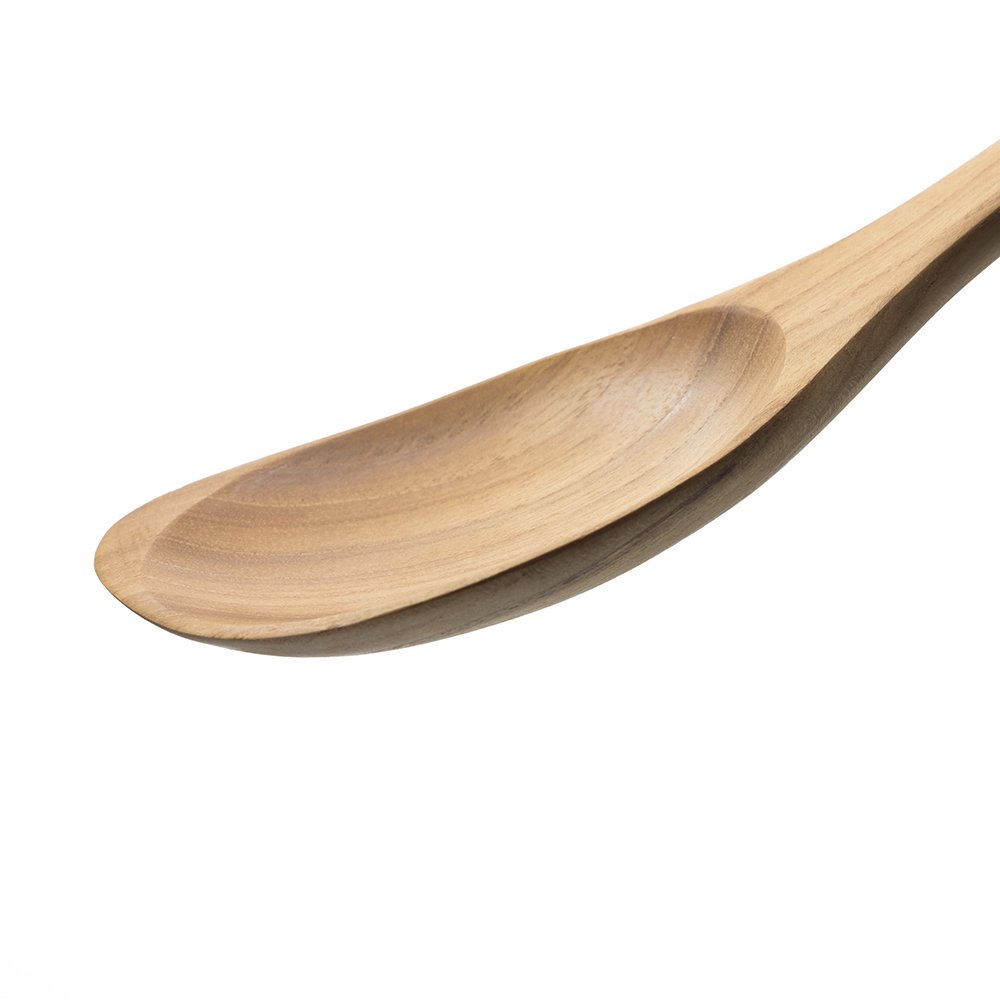 Premium Teak Wooden Utensils Set - Handcrafted Moisture-Resistant Teakwood Spoon & Spatula for Non-Stick Cookware | Eco-Friendly Kitchen Tools for Cooking, Serving & Baking (Right-Handed Corner Spoon)
