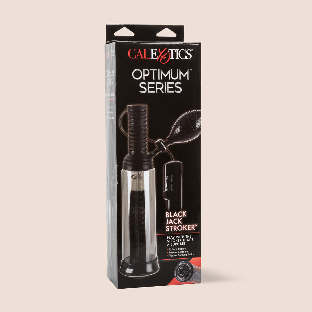 Optimum Series® Black Jack Stroker™ - Powerful Vibrating Pump with Robotic Suction for Men | Adult Pleasure Toy for Solo Play & Couples Use | Waterproof & Rechargeable
