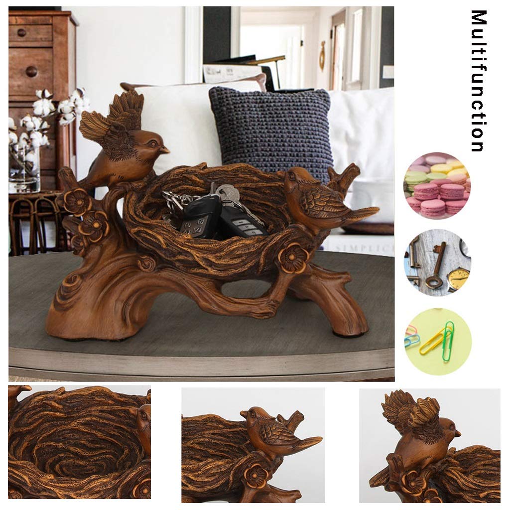 Magpie Bird Nest Style Key Tray - Creative Entryway Key Storage Box with Lid for Keys, Candy, Remote Control - Decorative Porch & Coffee Table Tray for Home Organization (Perfect for Entryway, Living Room & Office Desk)