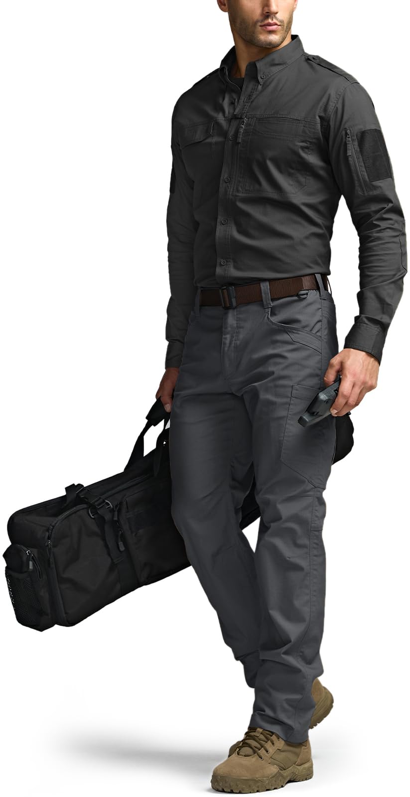 CQR Men's Long Sleeve Tactical Shirt - Ripstop Military Work Shirt with UPF 50+ Sun Protection & Breathable Fabric for Outdoor Hiking, Camping & Tactical Operations