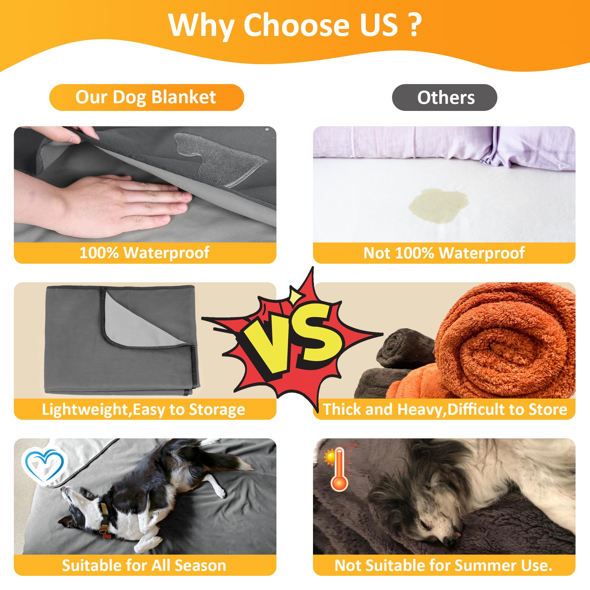 Waterproof Bed Blankets for Couples - Catalonia Leakproof Blanket Pad, Washable Squirt Blanket for Adults, Grey - Perfect for Romantic Nights & Spill Protection
