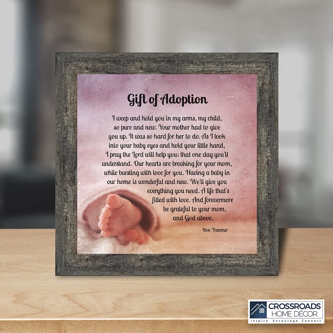 Crossroads Home Décor Adoption Picture Frame with Poem - 8697BW - Perfect for Baby Showers, Adoption Announcements & Family Keepsakes