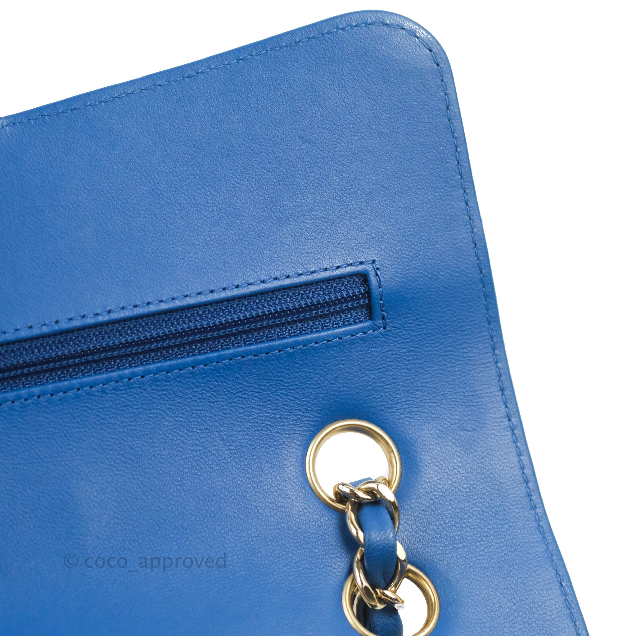 Chanel Classic Chevron Small Double Flap Bag in Blue Lambskin Leather with Gold Hardware - Luxury Crossbody Purse for Women, Perfect for Evening Events & Date Nights