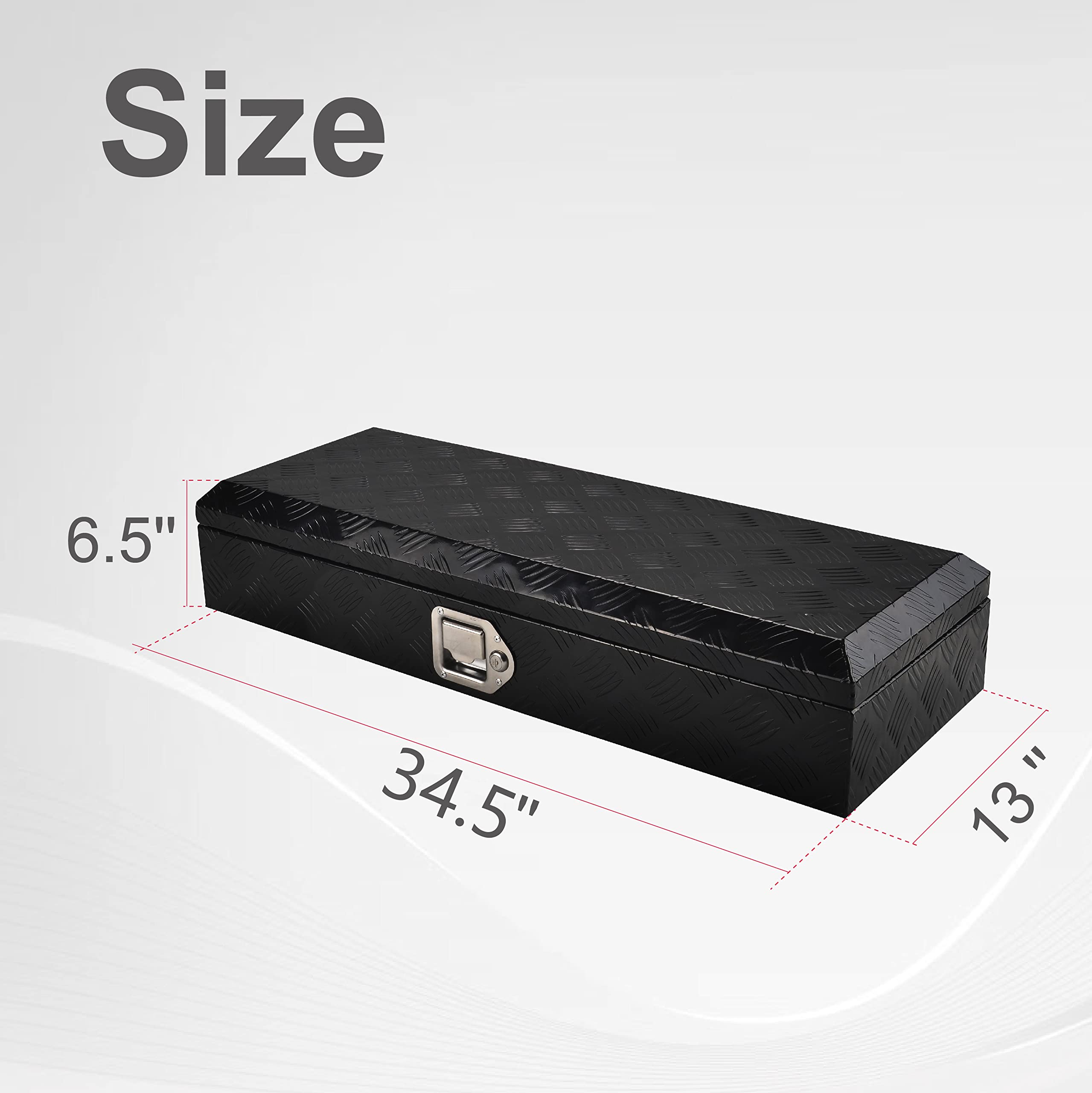 34.5 Inch Aluminum Truck Bed Tool Box with Lock & Keys - Heavy Duty Underbody Storage Organizer for Pickup, RV, Trailer (34.5