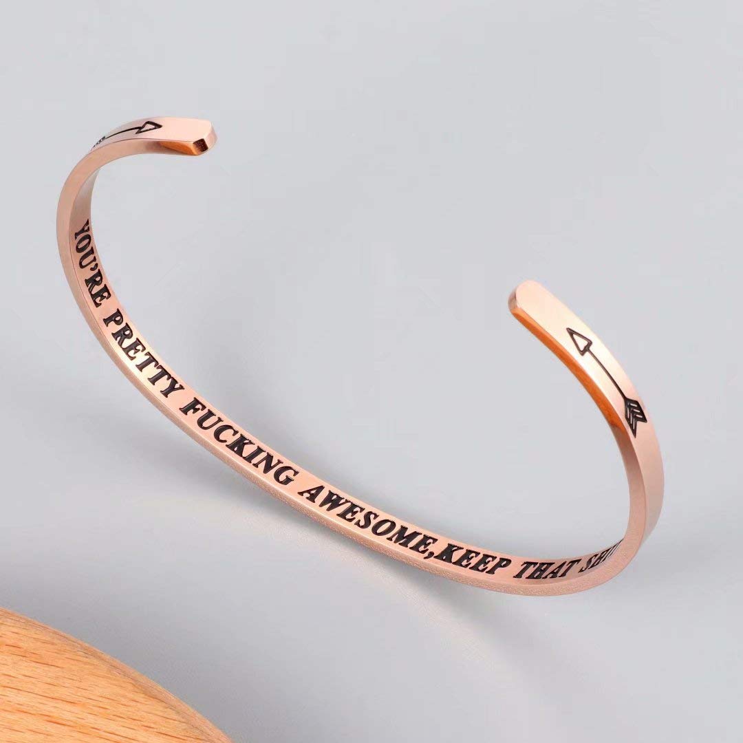 Inspirational Quote Mantra Bracelets for Women & Girls - Funny Motivational Jewelry Gifts for Best Friend, Mom, Daughter, Sister (Birthday, Mother's Day Present) - Comes in Gift Box | Perfect for Daily Wear, Special Occasions & Thoughtful Gifting