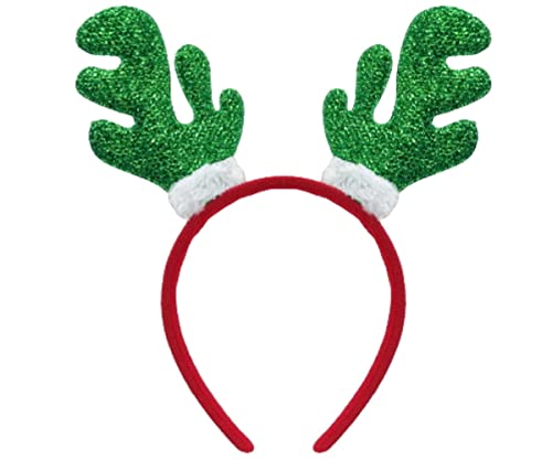 Festive Christmas Red & Green Sequin Headband with Big Bow - Holiday Party Hair Accessory for Women & Girls (Green)
