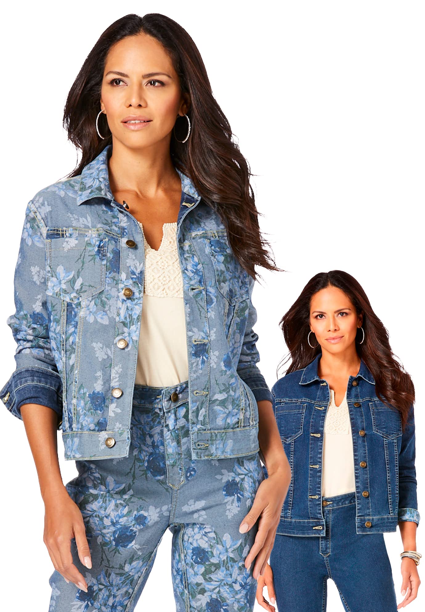 Roaman's Women's Plus Size Reversible Denim Jacket - Stylish & Comfortable Denim Outerwear for Casual Wear, Layering & Fall Fashion