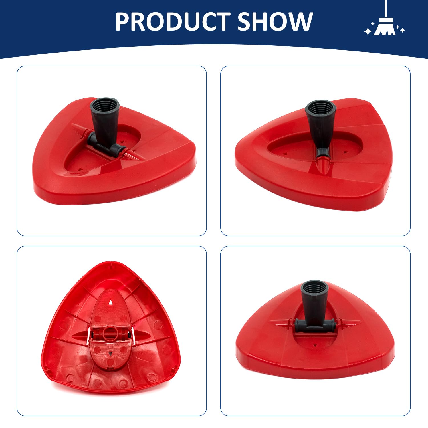Oceda EasyWring Spin Mop Replacement Head - Compatible with 1-Tank System Mop, Rotating Triangle Mop Head Cover & Plastic Base Accessories | Perfect for Kitchen, Bathroom & Hard Floor Cleaning