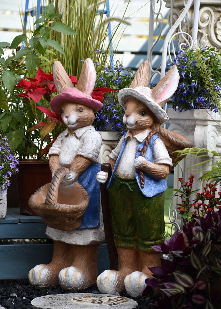 Large Rabbit Statue for Garden - Modern Outdoor Decor Sculpture, Bunny Flowerpot for Courtyard & Villa Landscaping | Perfect for Patio, Lawn & Backyard Decorations