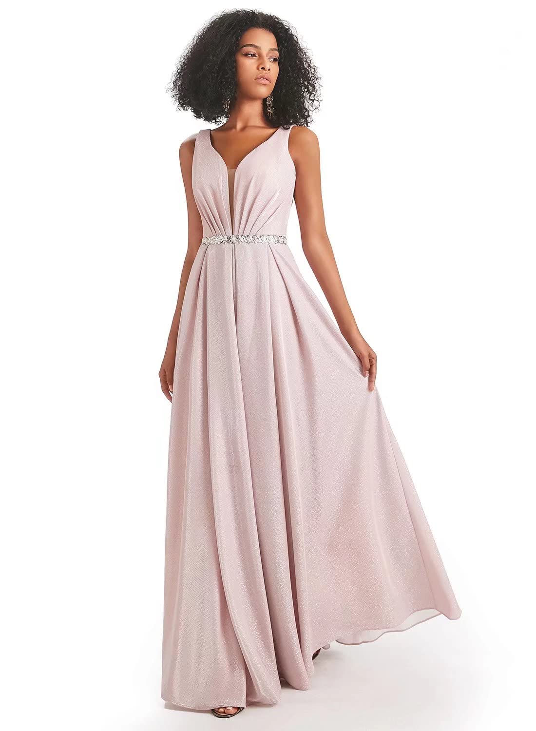 Sparkly Champagne Beaded Prom Dresses for Women - Elegant Long Formal Gowns for Weddings, Bridesmaids & Evening Parties | Perfect for Homecoming, Quinceañera & Special Occasions