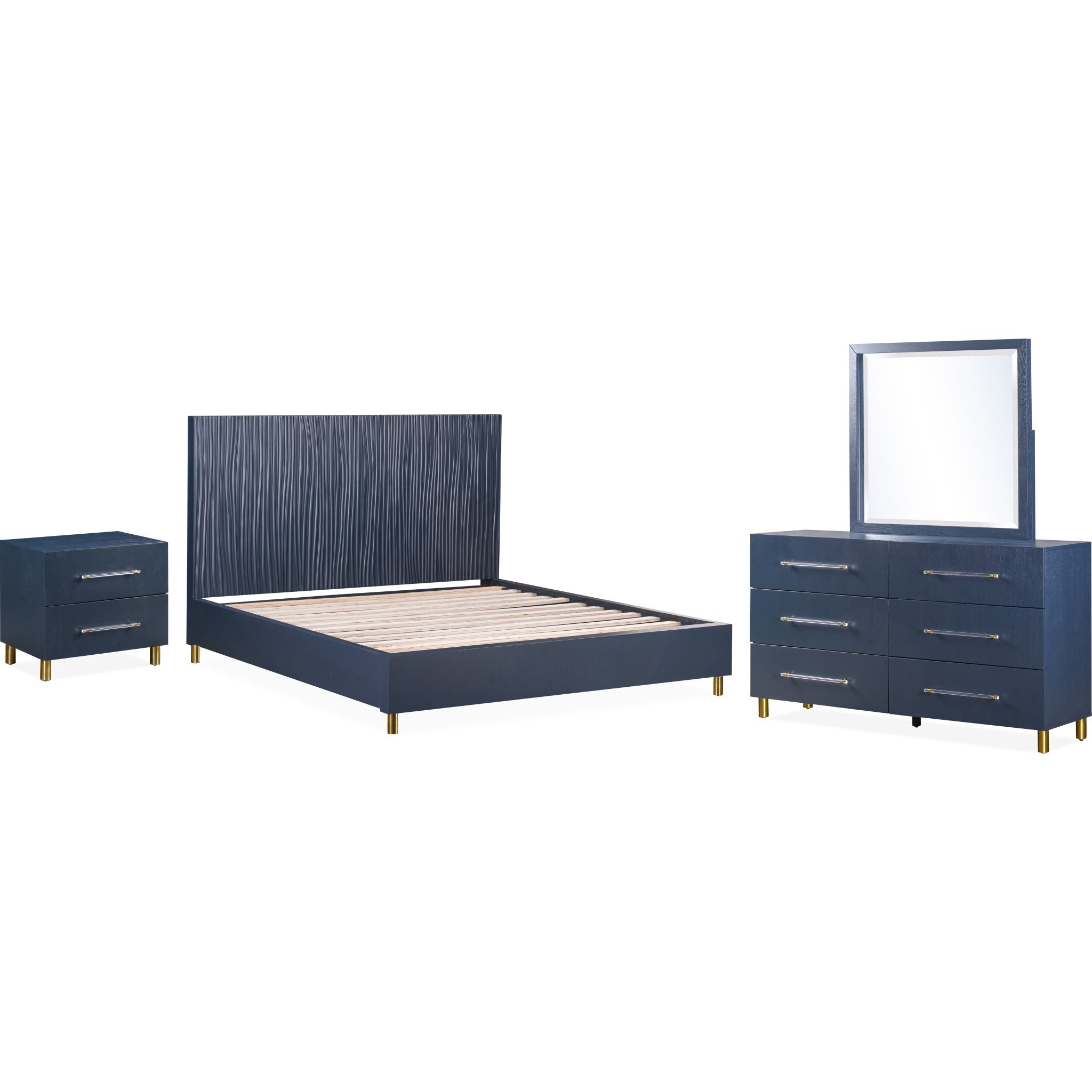 Argento 6-Piece Full Size Bedroom Set with Platform Bed in Misty Grey - Modern Bedroom Furniture for Small Spaces & Guest Rooms