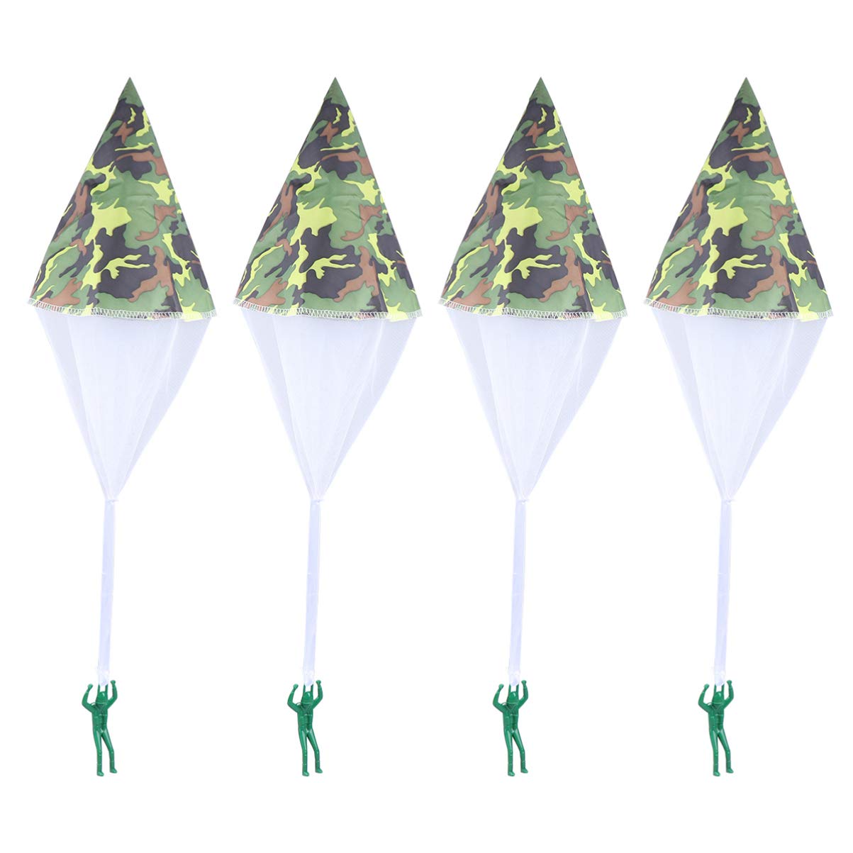 Toyvian 4-Piece Camo Parachute Toy Set - Outdoor Throwing & Flying Parachute Toys for Kids - Perfect for Backyard Play, Birthday Gifts & Outdoor Activities