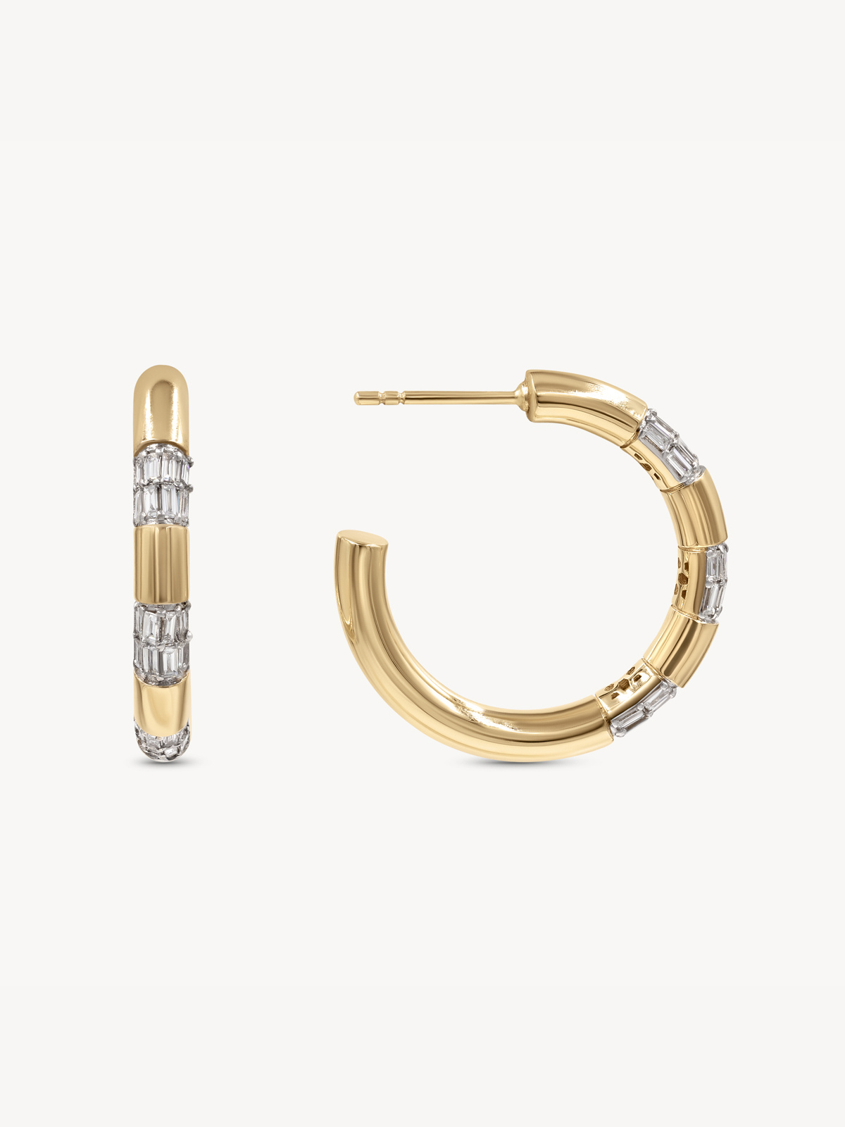 Tusk Baguette Hoop Earrings for Women - Elegant Gold Plated Dangle Earrings for Party, Wedding & Everyday Wear