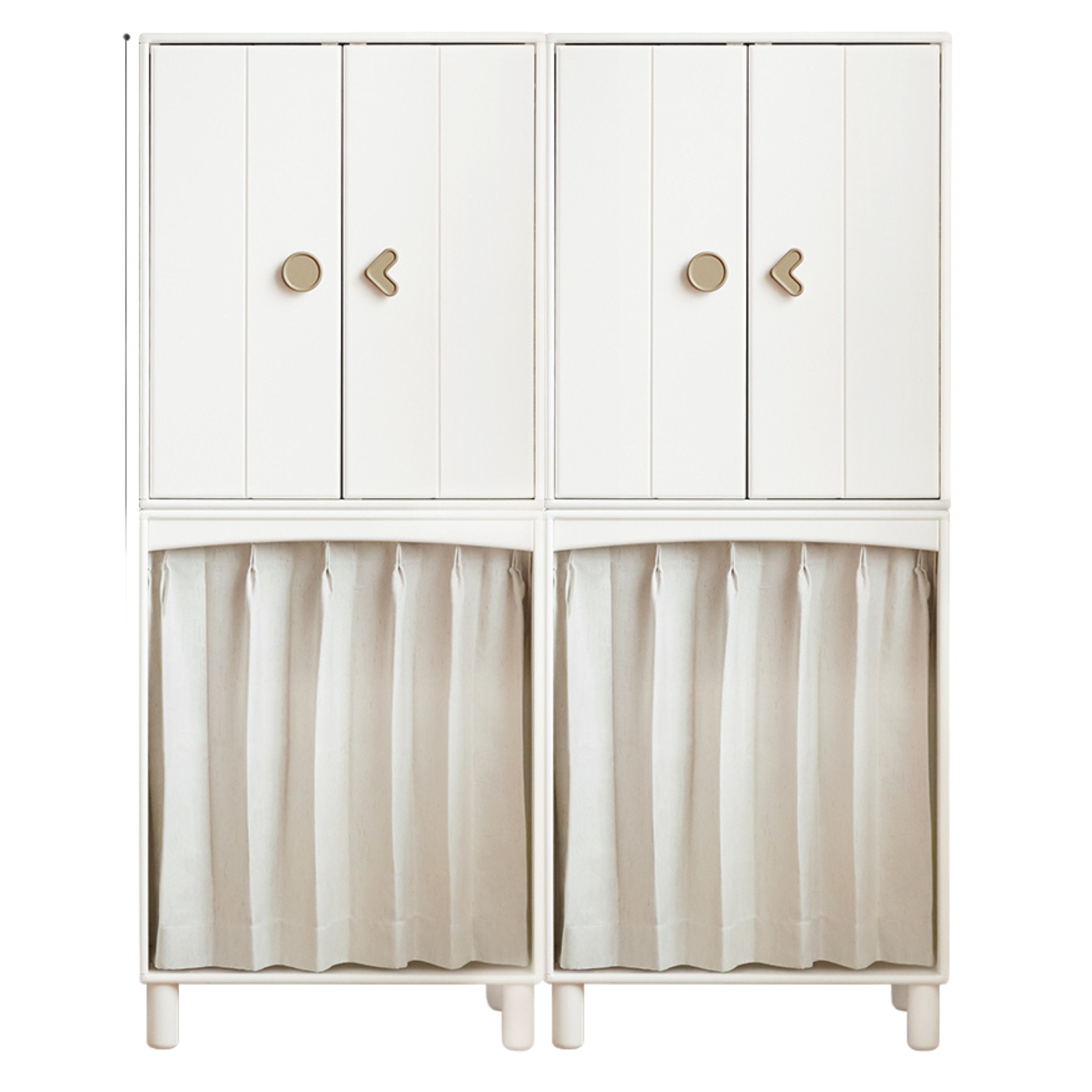 59x19.7x74 inch / 150x50x188 сm / White Color / Rubber wood open door wardrobe without legs * 2 + curtain wardrobe with legs * 2