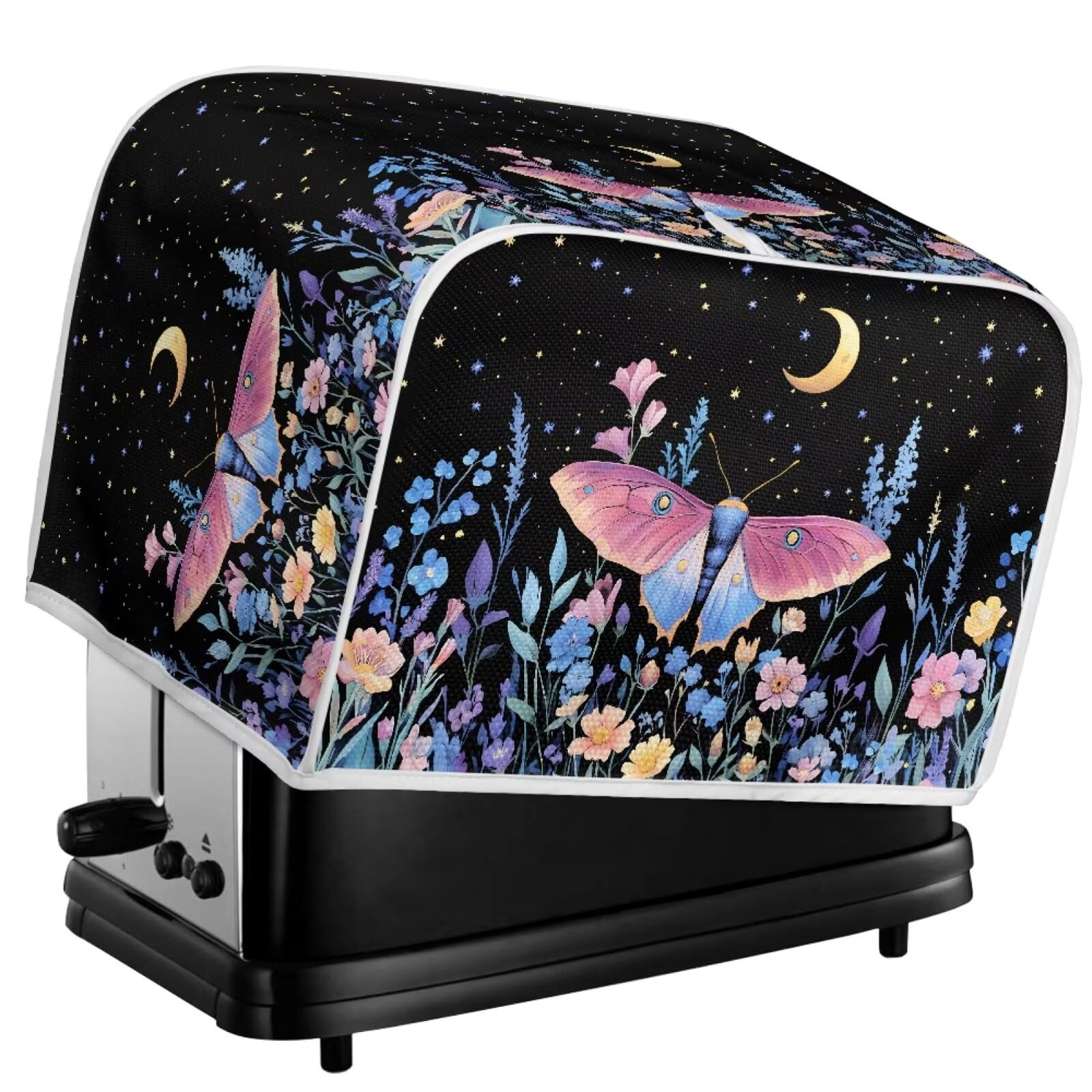Xoenoiee 2 Slice Toaster Cover - Butterfly Floral & Moon Pattern Dust Proof Kitchen Appliance Cover for Toaster Oven - Perfect for Kitchen Countertop Protection & Small Appliance Decoration
