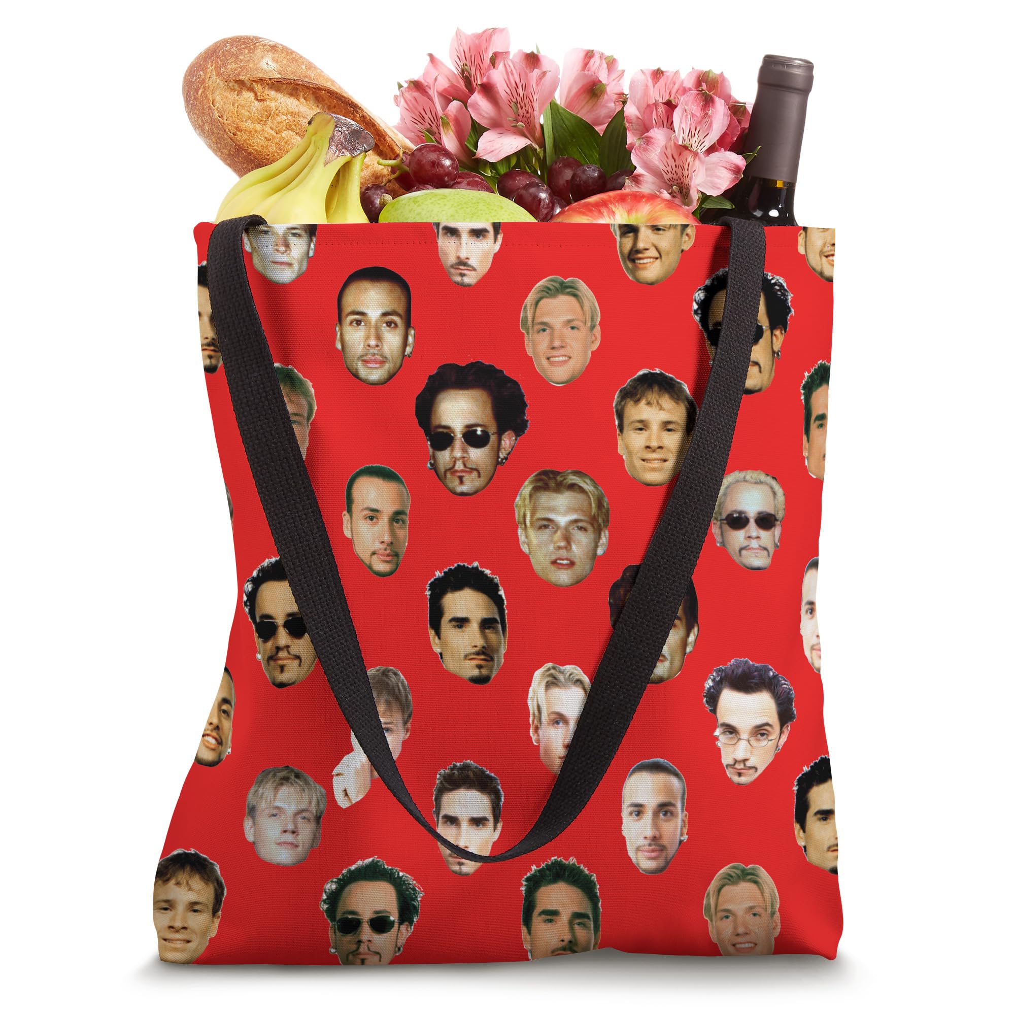 Backstreet Boys Merchandise - Official Repeated Faces Red Tote Bag for Fans | Concert Accessories & Gift for Music Lovers