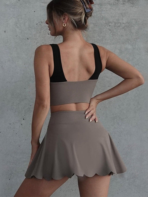 ZASUWA Women's 2-in-1 Tennis Skirt with Wave Edge Design - Athletic Tennis Dress for Women - Perfect for Tennis Matches, Gym Workouts & Casual Wear