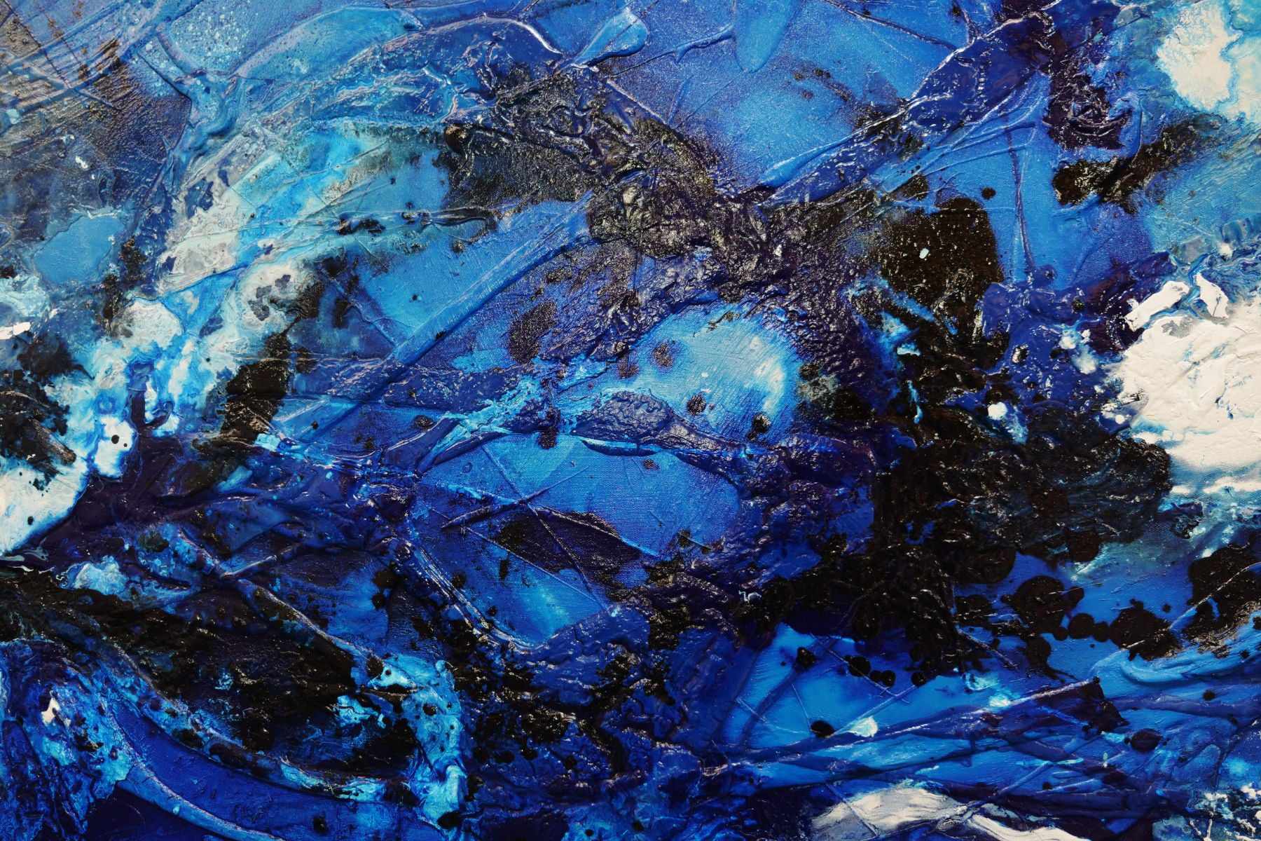 Blue and White Textured Abstract Wall Art Painting - 240cm x 100cm Modern Canvas for Living Room, Bedroom & Office Decor | Cracker Jack Style