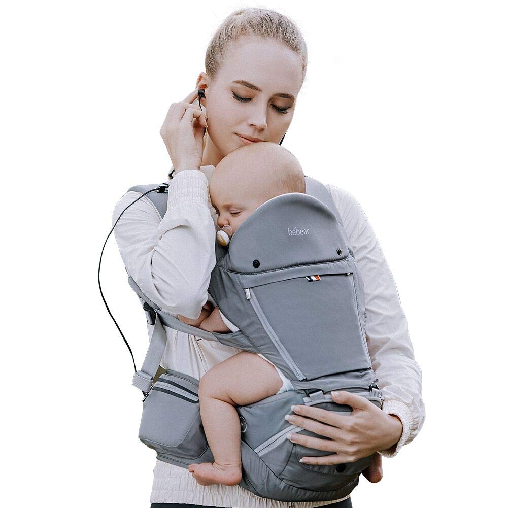 Bebamour 6-Position Ergonomic Baby Carrier - Adjustable Infant & Toddler Carrier for Newborn to 36 Months - Breathable Mesh for All Seasons - Alphax Design (Black) - Perfect for Hiking, Shopping & Hands-Free Parenting
