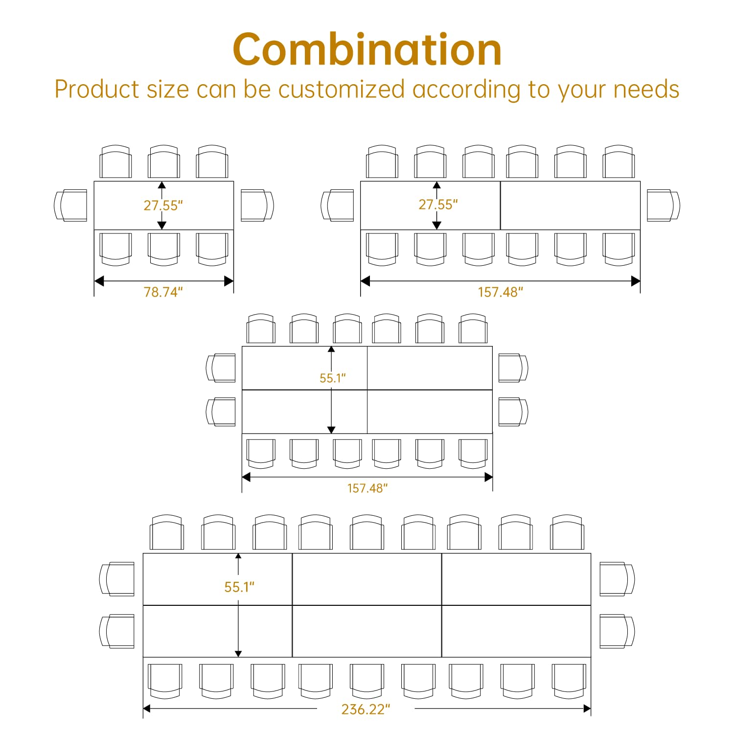 6.56 FT Large Rectangle Conference Table - Super Sturdy Meeting & Seminar Table for 6-8 People, White Business Desk - Perfect for Office Meetings, Team Collaboration & Conference Rooms