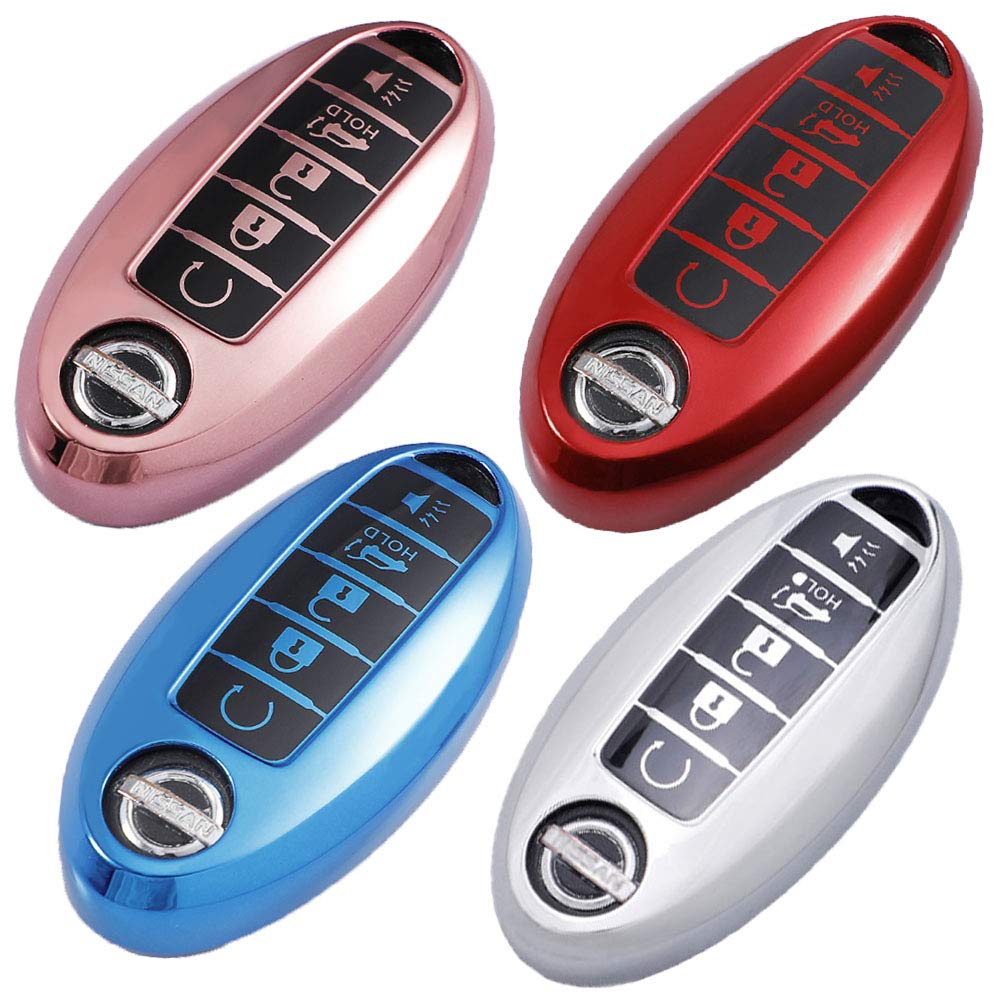 Premium Soft TPU Key Fob Cover for Nissan Altima Sentra Maxima Rogue Armada Pathfinder & Infiniti - 5 Button Smart Remote Protector (Red) | Durable & Stylish Car Key Case for Everyday Use & Travel