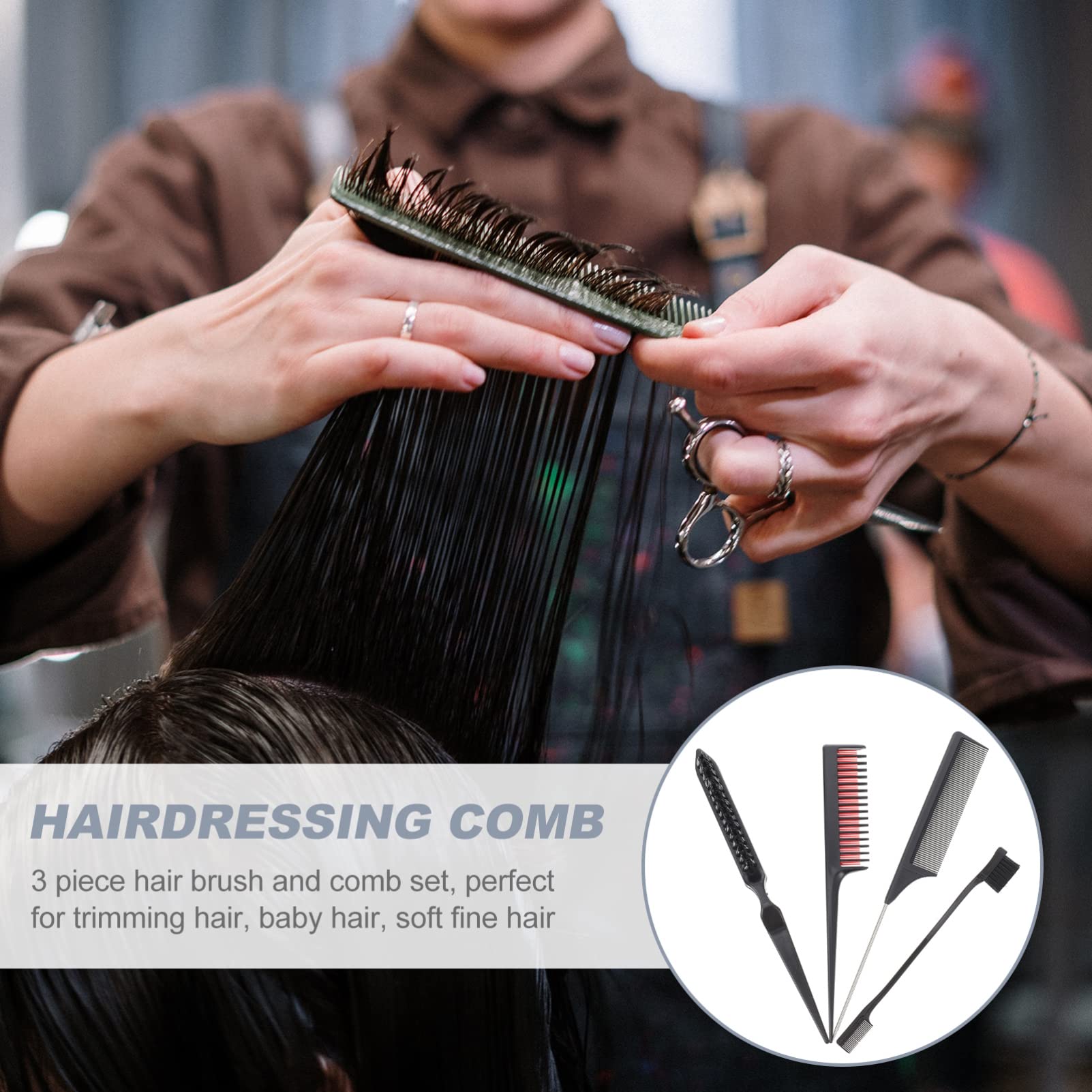 Beaupretty Professional Hair Teasing Brush Set - Dual Edge Styling Comb for Volumizing, Smoothing & Hairline Grooming - Perfect for Updos, Ponytails & Everyday Styling