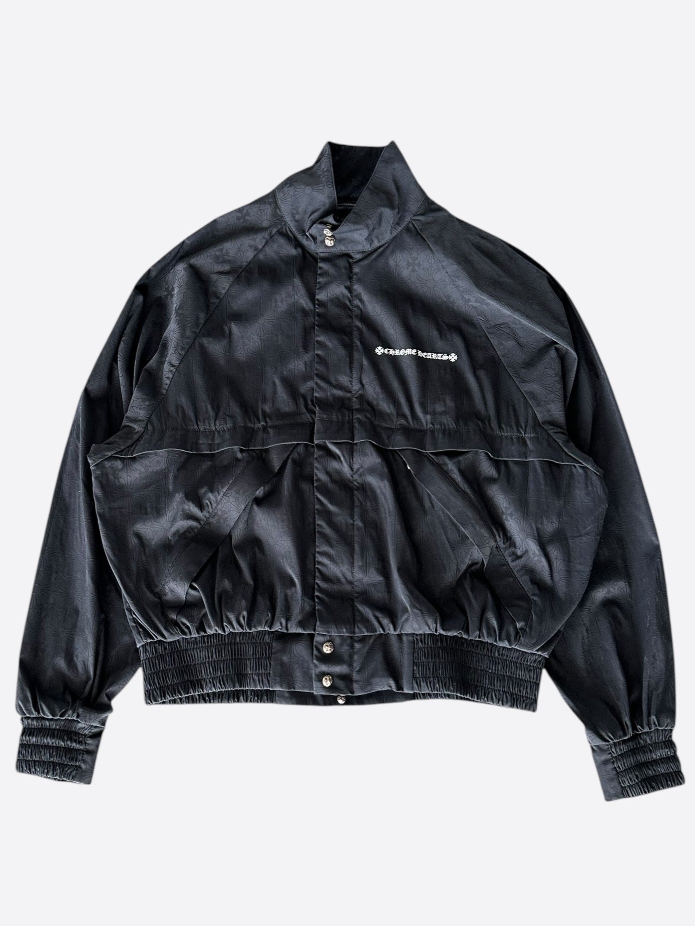 Chrome Hearts Black Cross Jacquard Match Point Windbreaker Jacket - Stylish Streetwear for Men & Women | Perfect for Casual Outings, Concerts & Urban Fashion