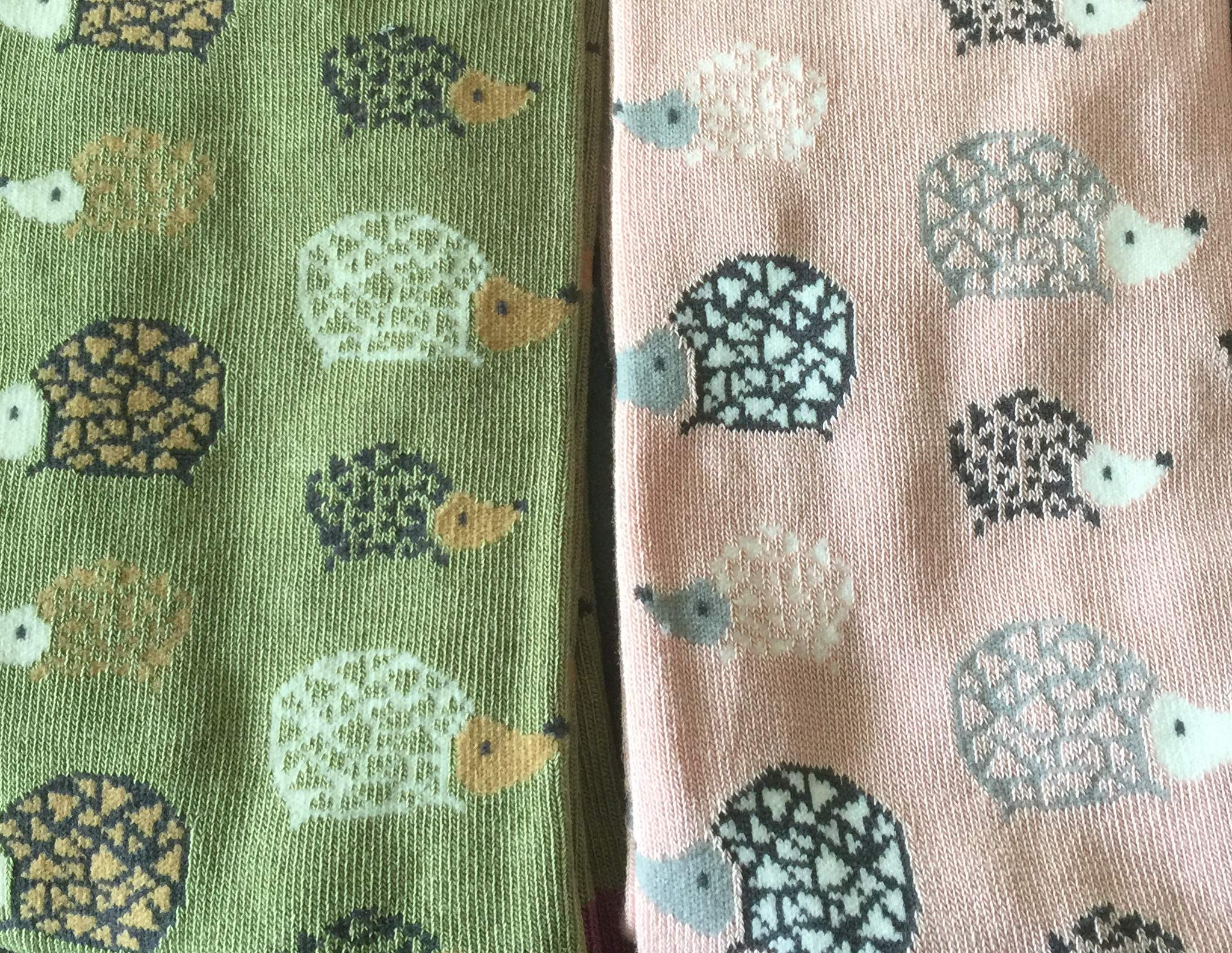 Cute Hedgehog Pattern Women's Socks - 2 Pairs Pack (Green & Pink) - Soft Comfortable Socks for Casual Wear, Gifts & Everyday Use
