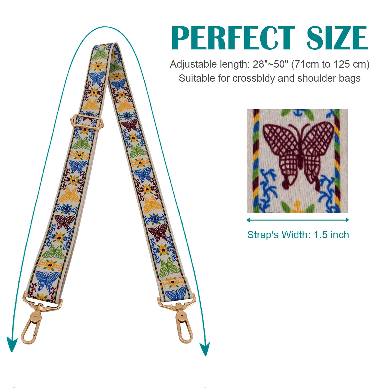 Replacement Crossbody Bag Strap with Metal Swivel Hook - Adjustable Shoulder Strap for Purse, Luggage & Guitar - Perfect for Travel, Concerts & Daily Use