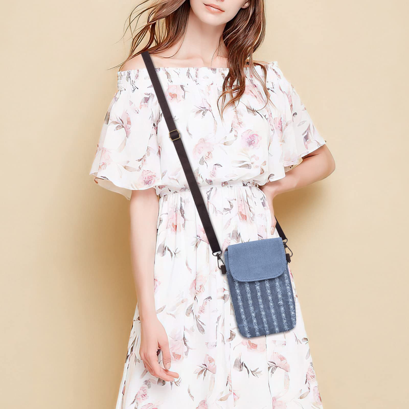 WITERY Small Canvas Crossbody Phone Purse Wallet - Handmade Adjustable Shoulder Strap Cute Cell Phone Bag for Women | Perfect for Travel, Shopping & Everyday Use