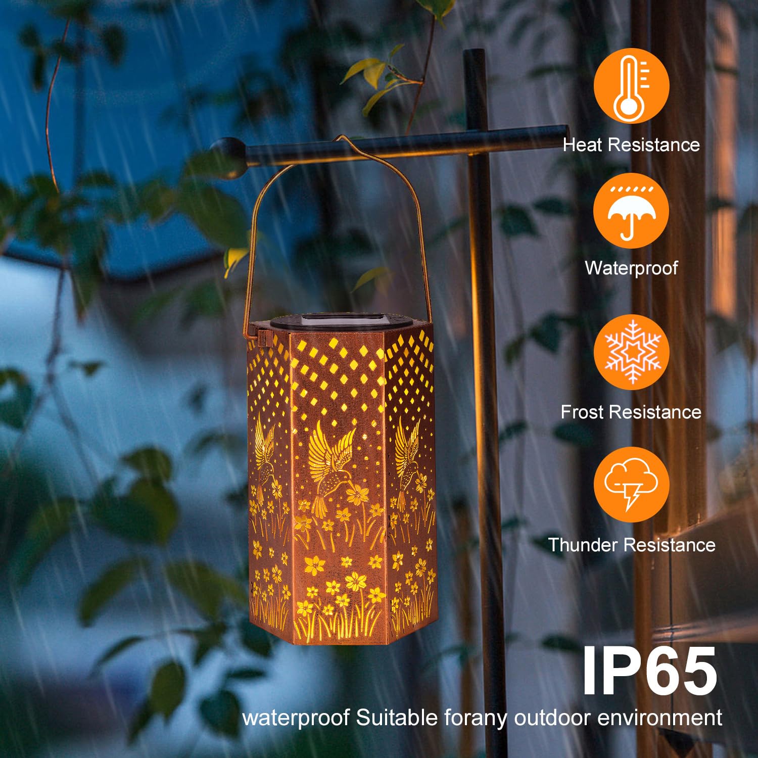 Solar Powered Hummingbird Lanterns - Waterproof Outdoor Hanging Lights for Garden, Patio, Yard & Balcony Decor | Perfect Gift for Women, Men, Mom on Birthday & Mother's Day | Ideal for Outdoor Parties, Romantic Evenings & Backyard Ambiance