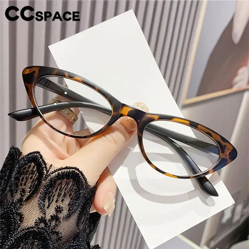 CCspace Unisex Full Rim Oval Cat Eye Polycarbonate Reading Glasses +1.50 to +4.00 Strength - Lightweight & Durable Eyewear for Reading, Work & Fashion