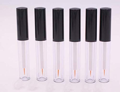 6Pcs 4ML Empty Clear Plastic Eyeliner Tubes with Black Lids & Rubber Plugs - Refillable Mascara Bottles, Eyelash Growth Oil Containers, Eye Gloss Liquid Vials - Perfect for DIY Makeup, Salon Use & Travel Beauty Essentials