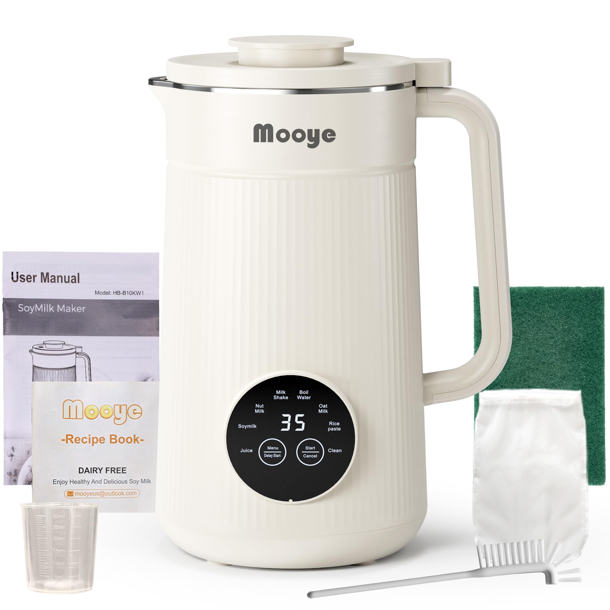 Automatic Nut Milk Maker Machine - 35oz/1000ml Multi-Functional Soybean Milk Maker with 10 Blades for Almond, Oat, Cashew Milk | Dairy-Free, Vegan, Plant-Based Beverage Maker with 12h Timer, Auto-Clean & 2h Keep Warm | Perfect for Home Kitchen, Healthy Breakfast & Vegan Lifestyle
