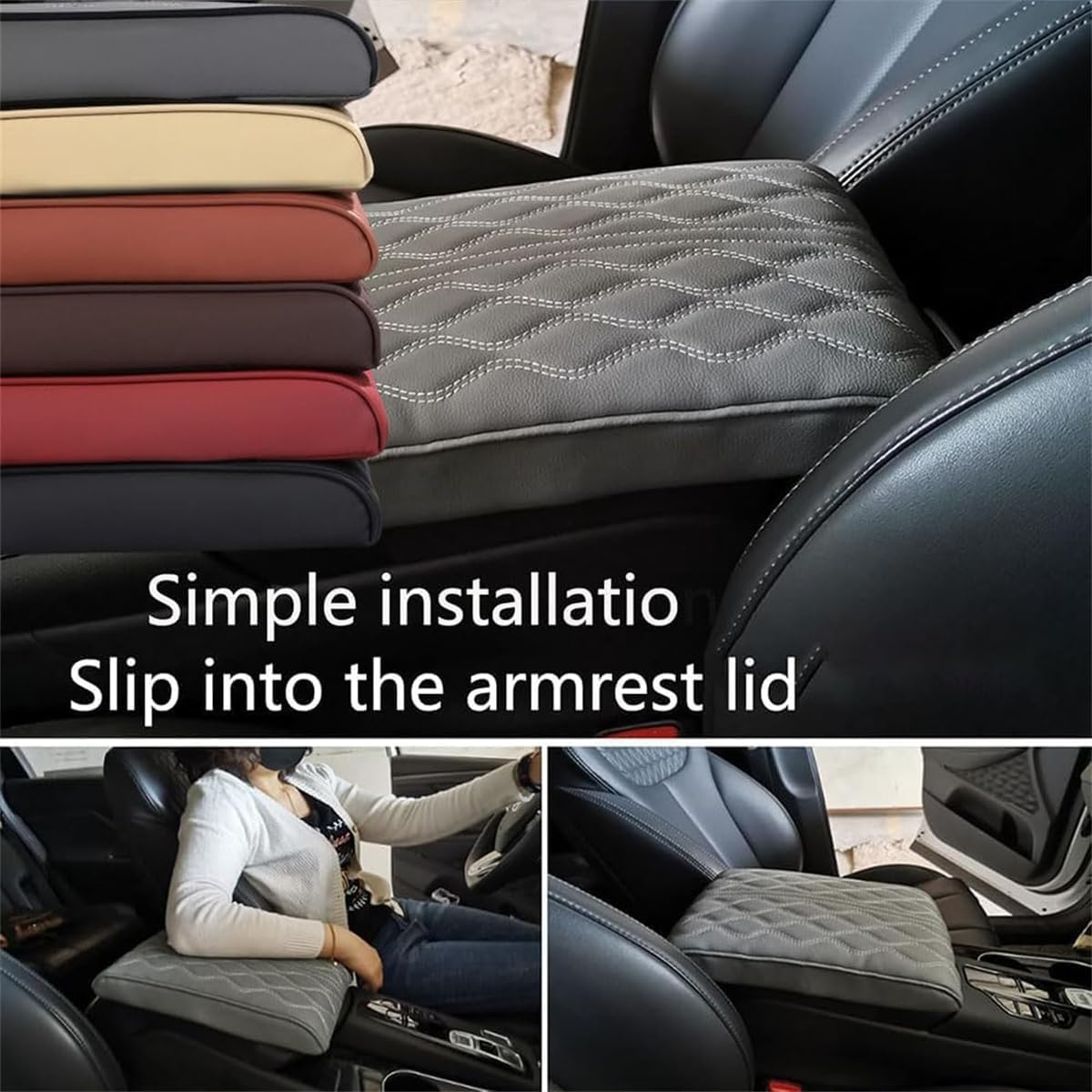 Universal Memory Foam Car Armrest Box Pad - Soft Sponge Cushion Cover for Comfort & Support - Perfect for Long Drives, Road Trips & Daily Commutes