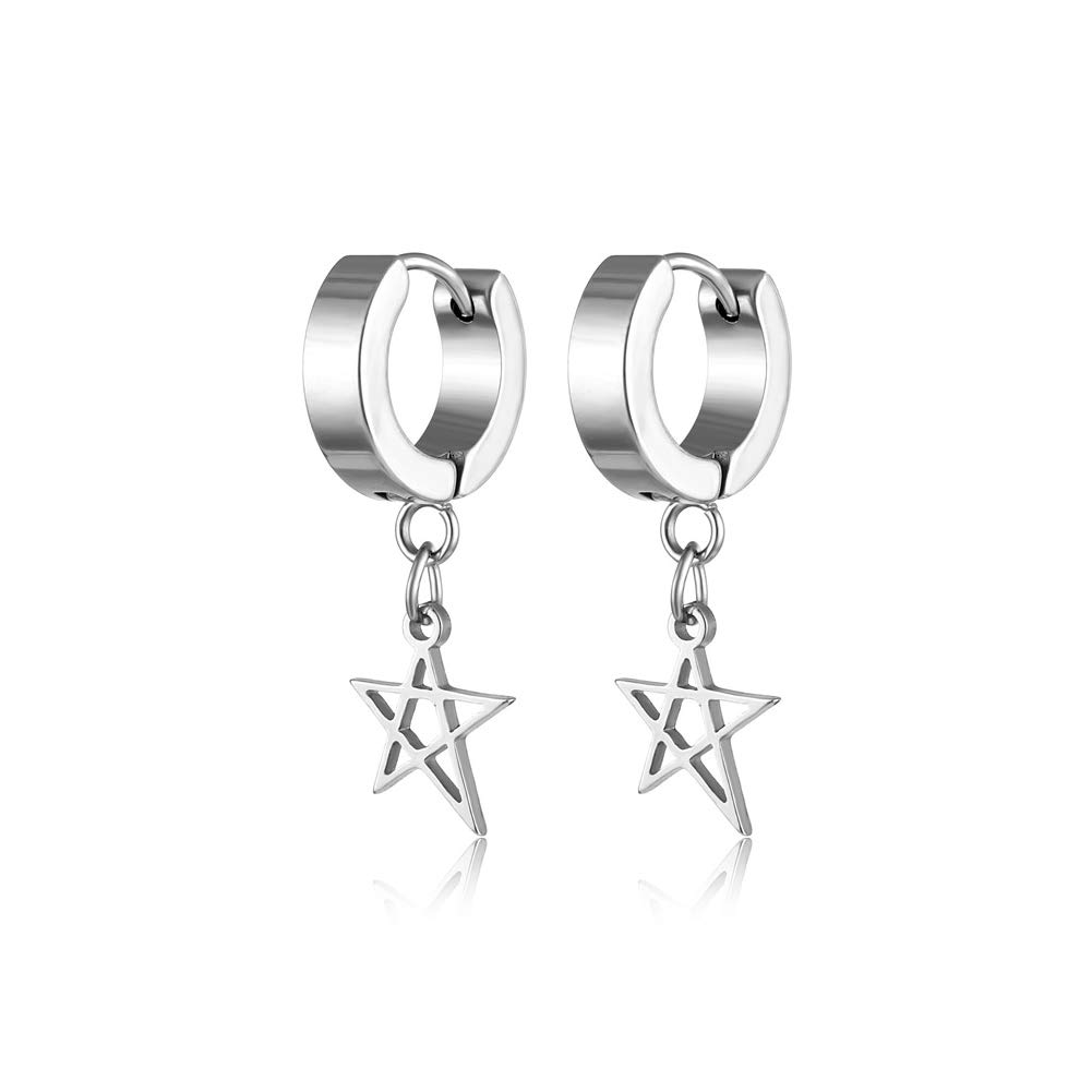 Halawly Stainless Steel Feather Chain Earrings for Men & Women - Silver, Gold, Black Punk Long Dangle Earrings Set | Lightweight Fashion Jewelry for Parties, Birthdays & Punk Style Outfits