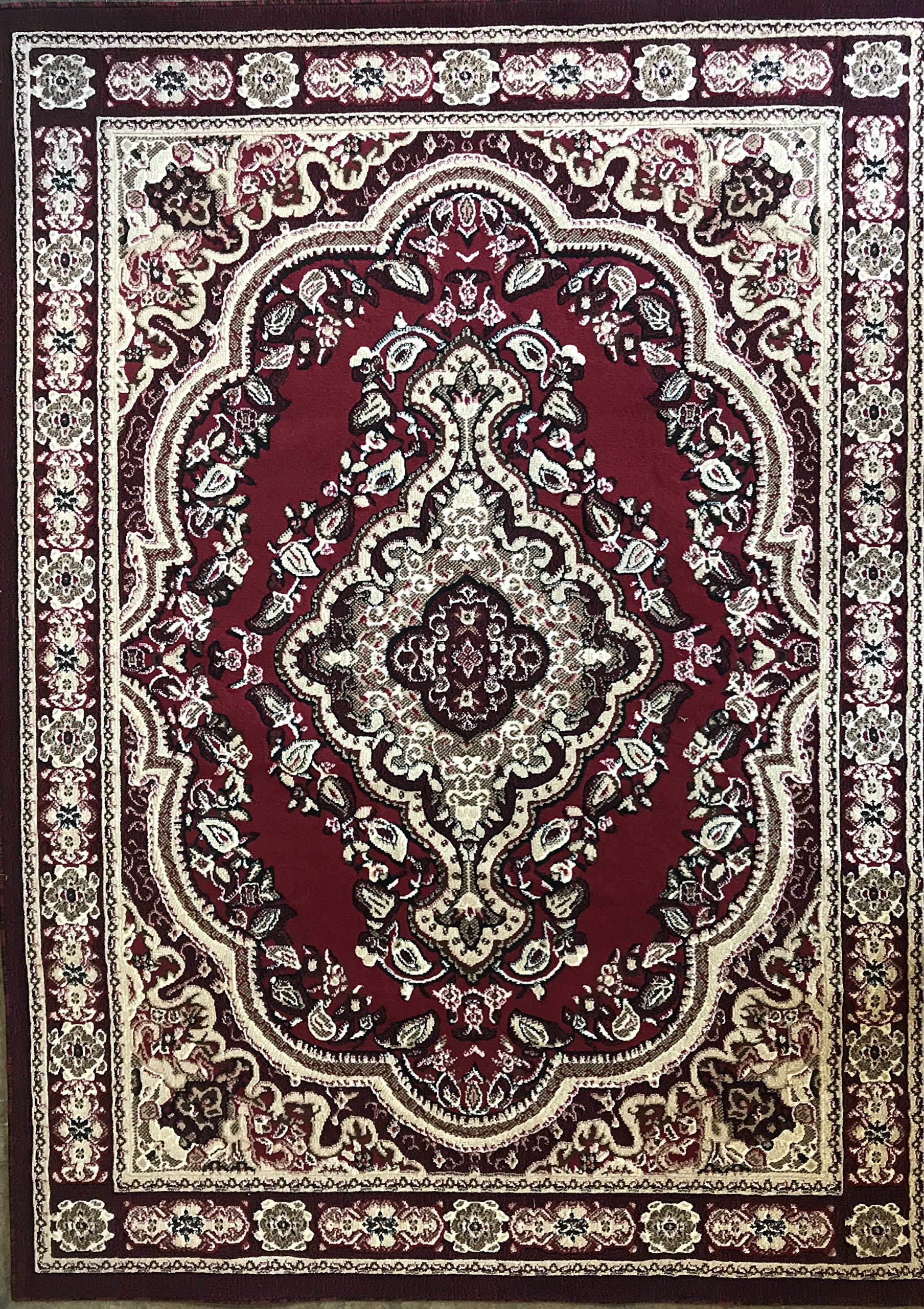 Handmade Persian Oriental Area Rug - Red, Brown, Black & Beige Traditional Design - 5'3