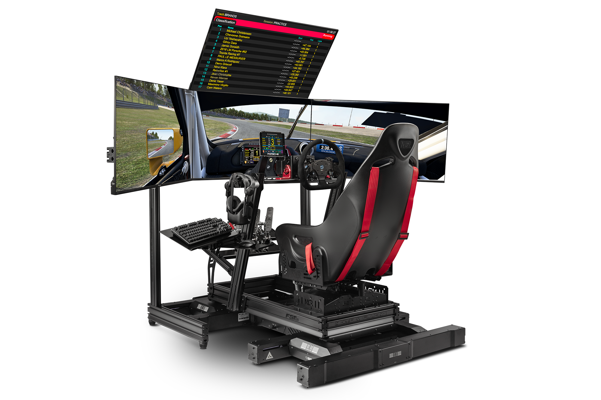 Next Level Racing Elite Freestanding Quad Monitor Stand for Sim Racing | 4-Screen Gaming Monitor Mount with Adjustable Height | Perfect for Flight Simulators, Racing Games & Home Office Setup