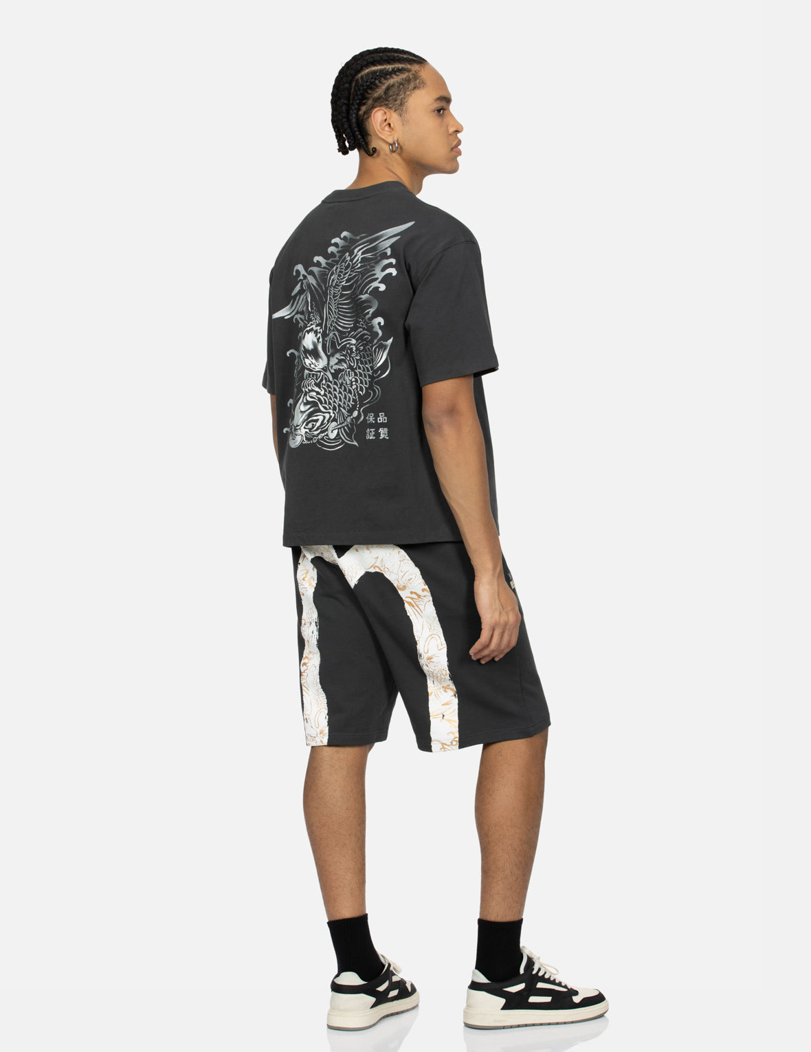 Seagull Embroidery Koi Fish Print Relaxed Fit Sweatpants Shorts - Comfortable Lounge Wear for Yoga, Beach & Summer Vacation