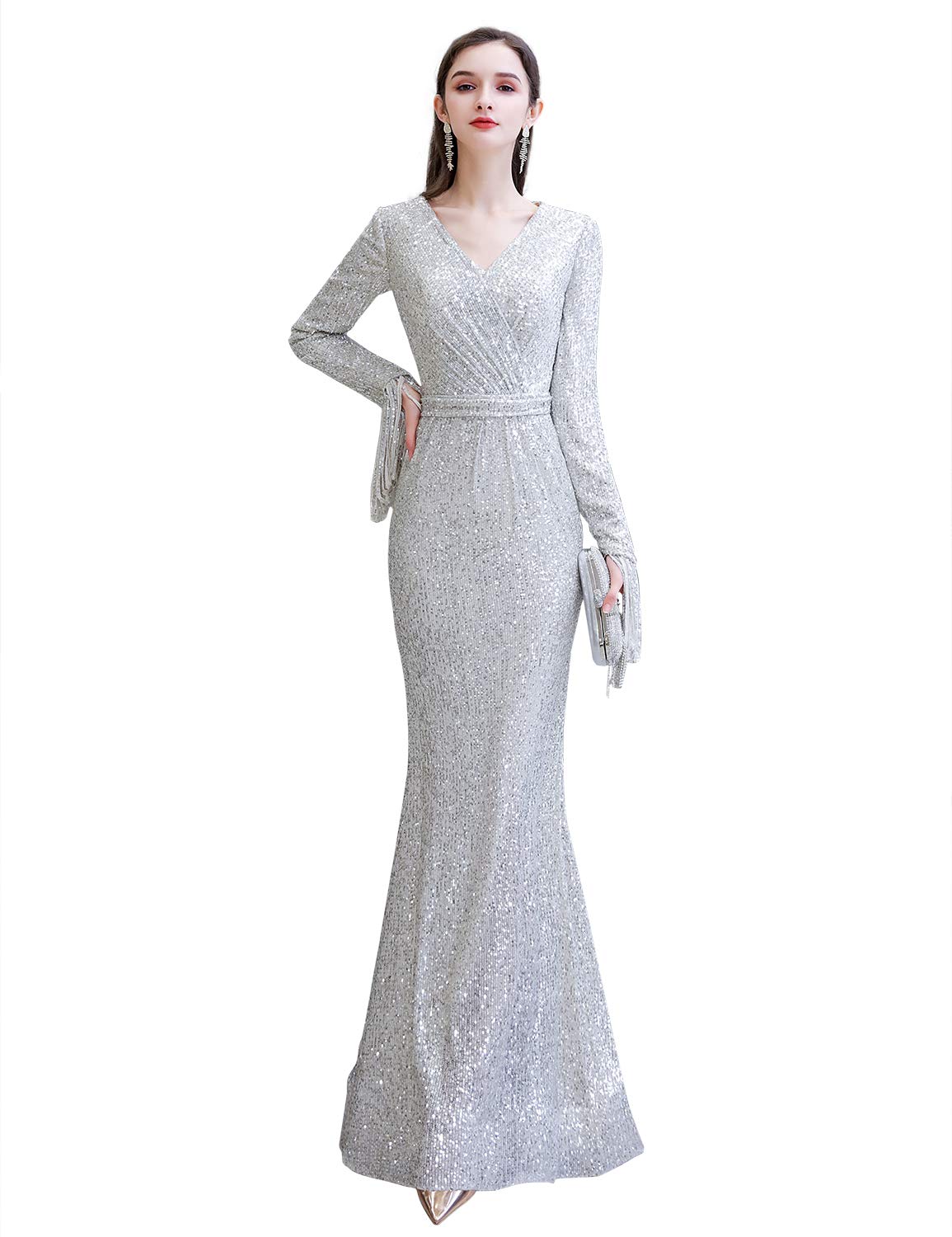 Elegant Long Sleeve Sequin Trumpet Mermaid Prom Dress for Women - Perfect for Homecoming, Evening Gala & Special Occasions