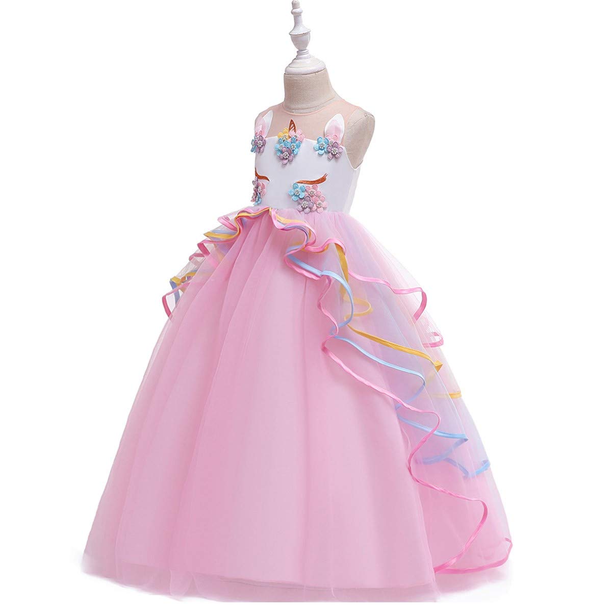 Unicorn Princess Costume for Girls - Long Maxi Tulle Dress with Headband | Birthday Party, Carnival, Cosplay, Dress Up Outfits | Perfect for Halloween, Themed Parties & Fantasy Play