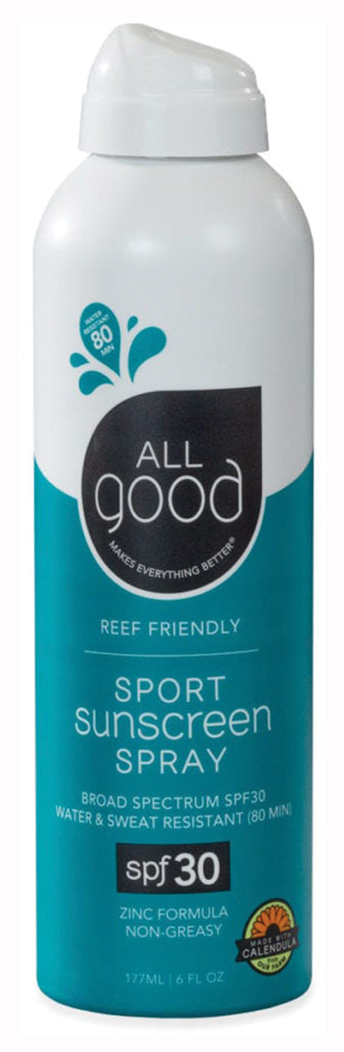 All Good Sport Spray SPF 30 Sunscreen - Broad Spectrum Water-Resistant Sun Protection for Active Outdoor Activities - Perfect for Swimming, Hiking & Beach Days