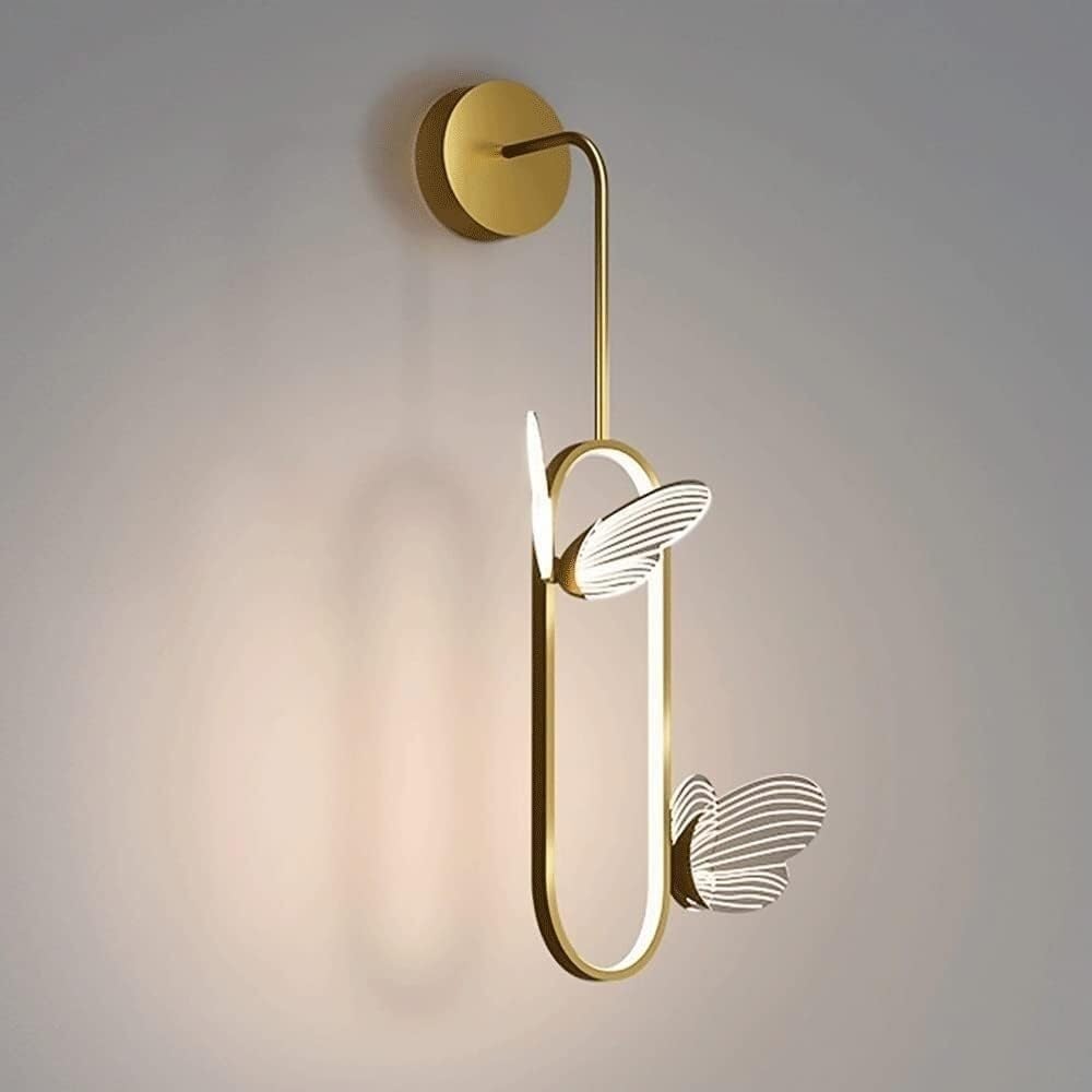 ANAIUCY 20W LED Wall Sconce with Acrylic Butterfly & Gold Ring Decor - Modern Scandinavian Bedside Lamp for Kids Room & Nursery - Warm White Light - Perfect for Bedroom, Living Room & Hallway Lighting