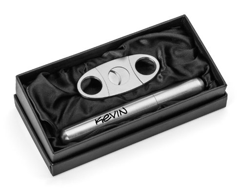 Personalized Engraved Cigar Tube Flask & Cutter Gift Set - Custom Monogrammed Humidor Accessories for Men, Whiskey Lovers & Special Occasions