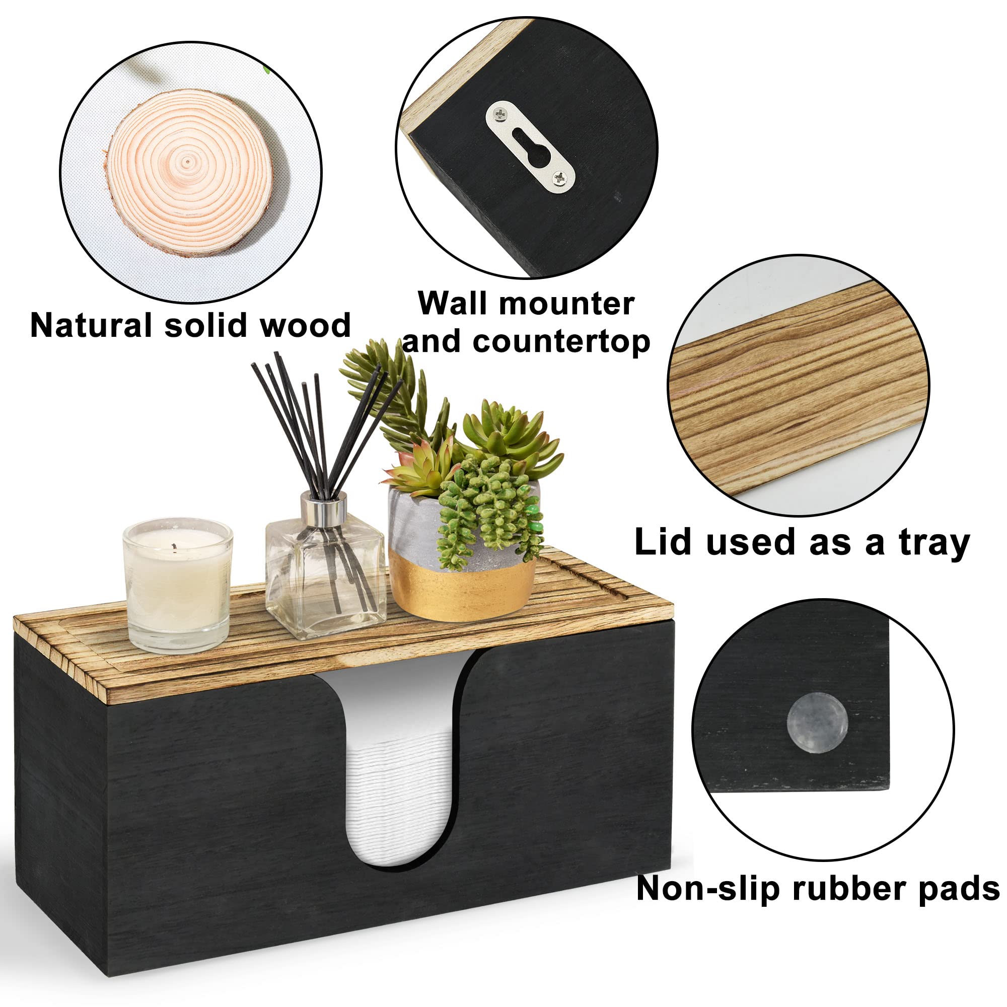 Solid Wood Wall Mounted Paper Towel Holder - Folded Paper Towel Dispenser with Lid for C-Fold, Z-Fold & Trifold Towels | Commercial & Home Use in Bathroom, Kitchen, Office (Natural Wood Finish)