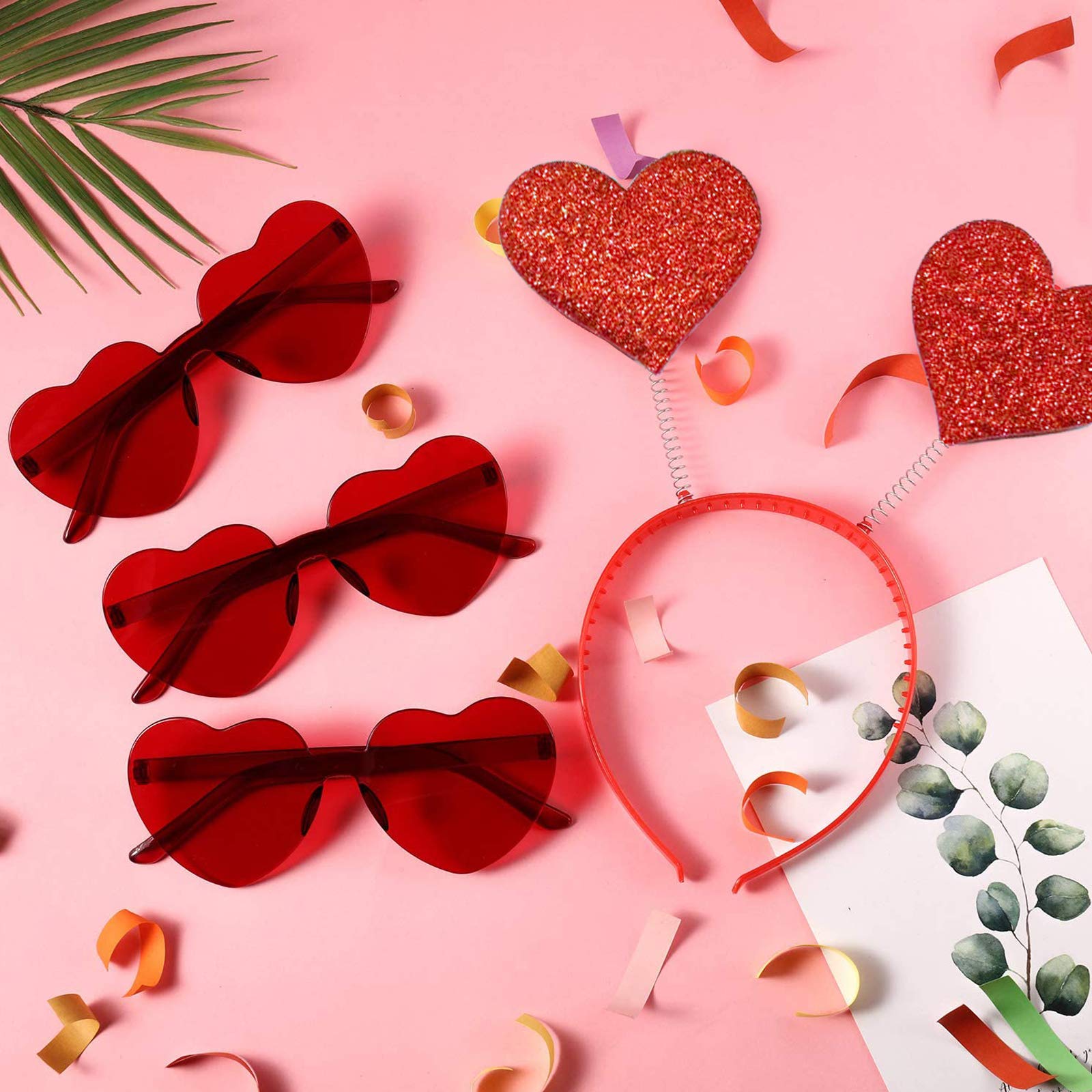 Valentine's Day Heart Headbands & Heart Sunglasses - Fun Party Accessories for Weddings, Birthdays, Holidays & Costume Events - Perfect for Photo Booths, Themed Parties & Celebrations