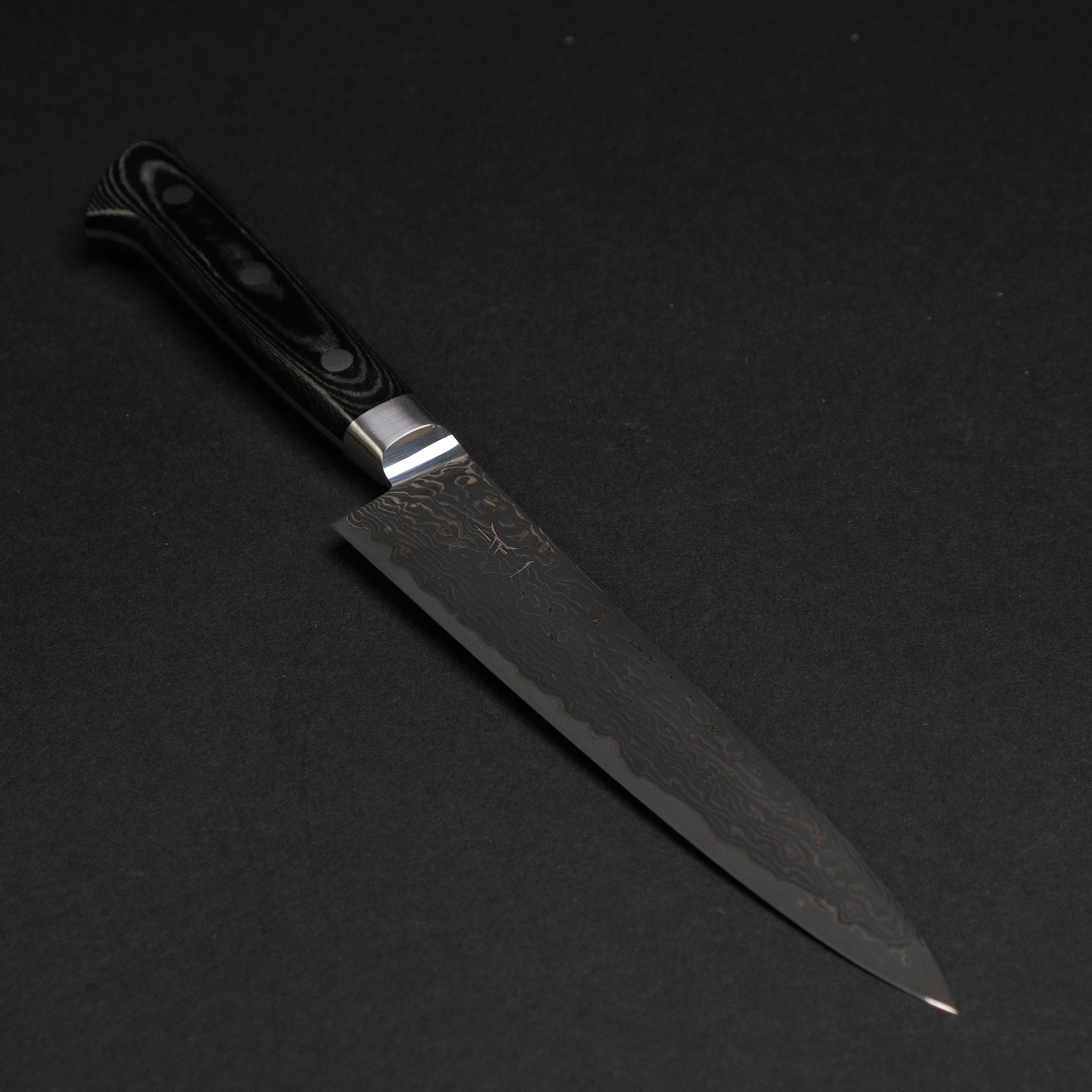 Hitohira FJ SG2 Nickel Damascus Black Petty Knife 150mm - High Carbon Steel Blade with Linen Micarta Handle - Perfect for Slicing, Chopping & Food Prep in Professional & Home Kitchens