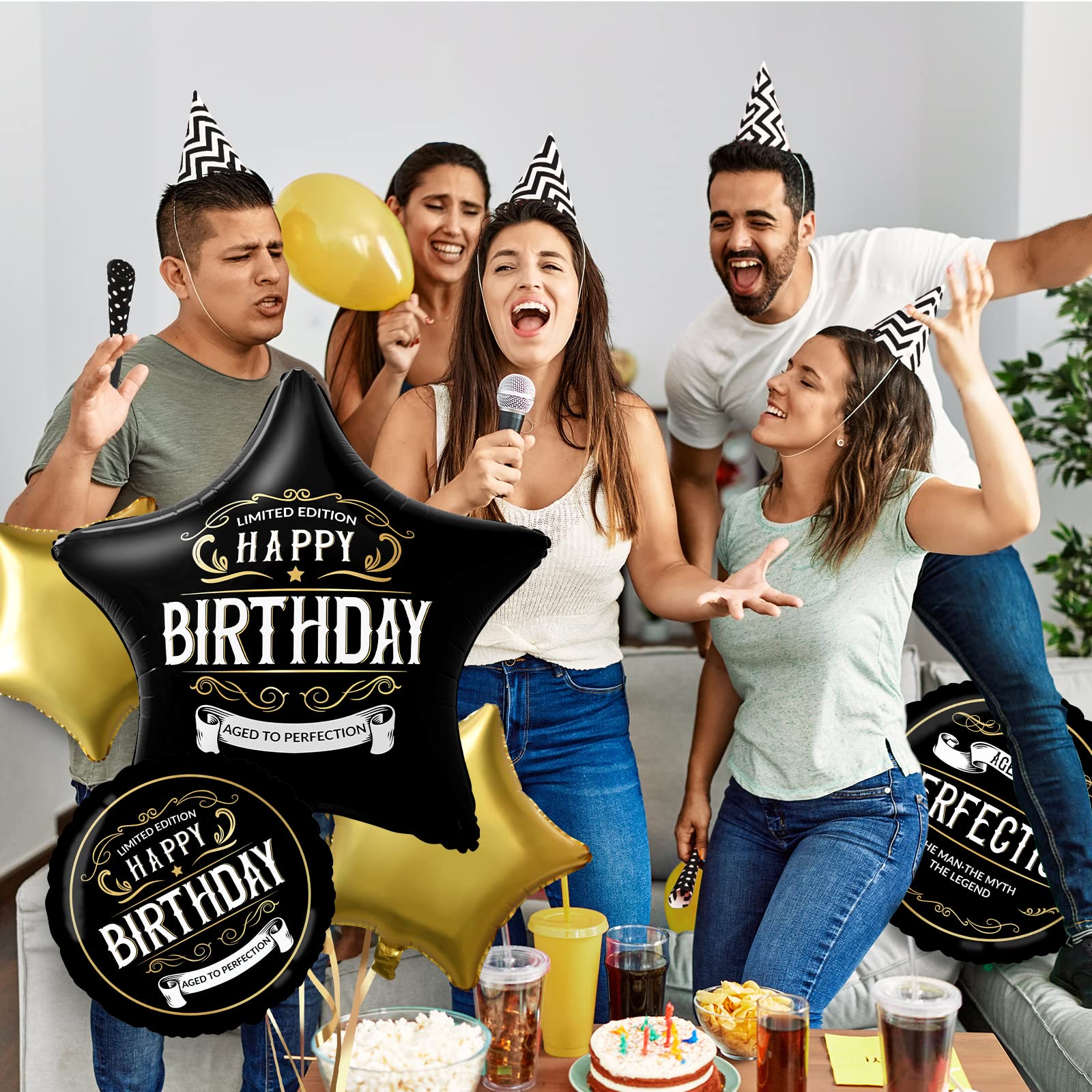 Black and Gold Better With Age Foil Balloon - Happy Birthday Decorations for Men | Adult Birthday Party Supplies for 40th, 50th Milestone Celebrations, Office & Home Decor