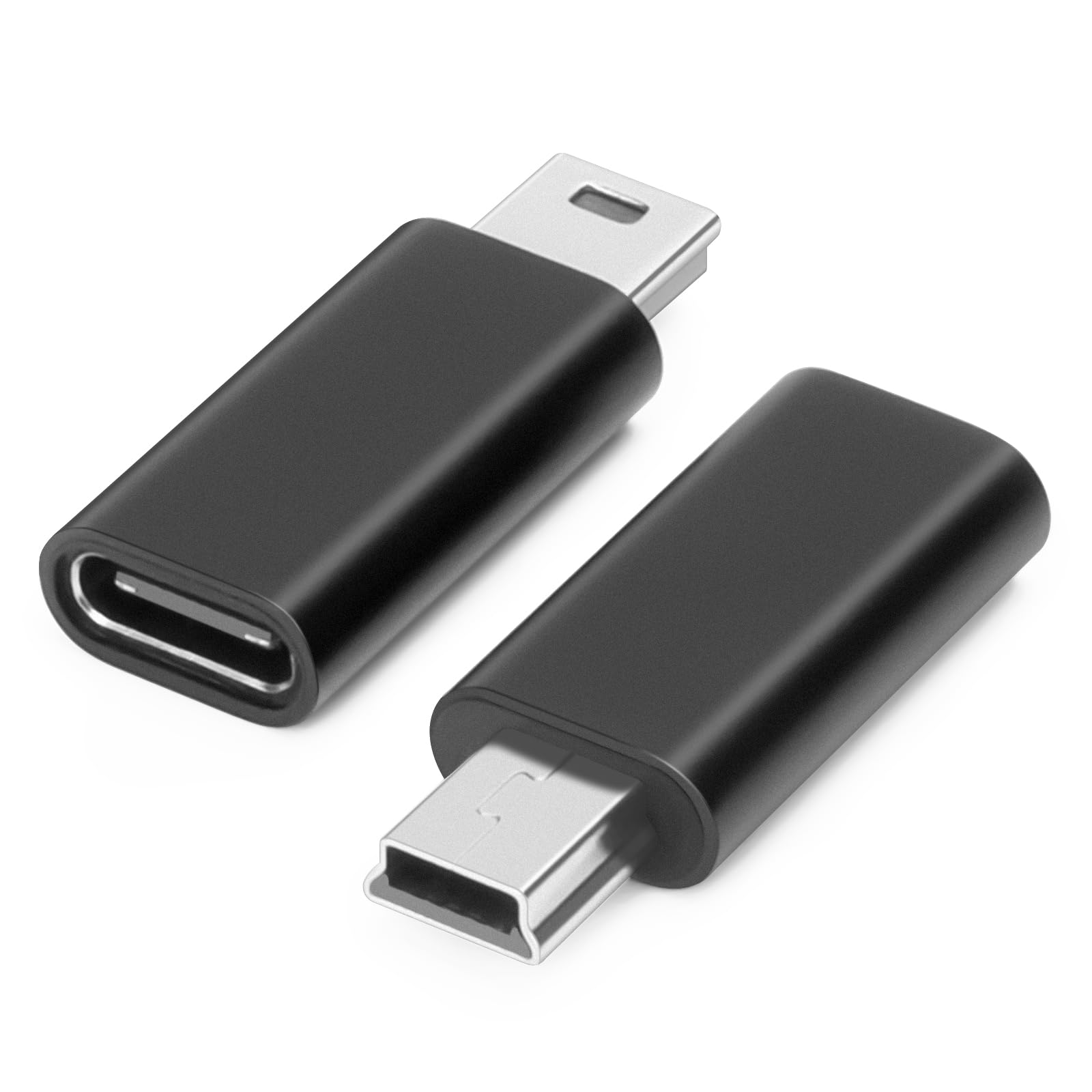 AIYEEN USB-C to Mini USB Adapter (2 Pack) - High Speed Data Transfer, Aluminum Alloy Connector - Compatible with Laptops, Tablets, Flash Drives, MP3 Players, Digital Cameras - Perfect for Charging & Syncing Devices On The Go - Black