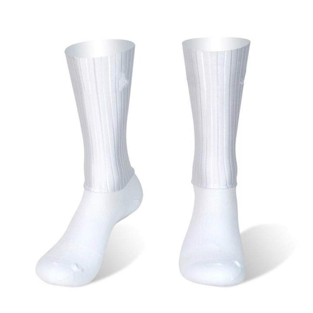 Men's Anti-Slip Silicone Running Socks - Breathable Summer Athletic Socks for Cycling, Sports & Workout - White with Aero Line Design (Size 35-46) - Perfect for Gym, Jogging & Outdoor Activities